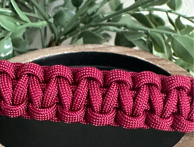 Cobra Braid in Maroon Handmade Dog Collar - Image 3