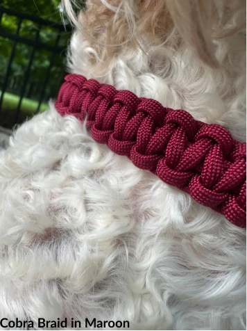 Cobra Braid in Maroon Handmade Dog Collar - Image 4
