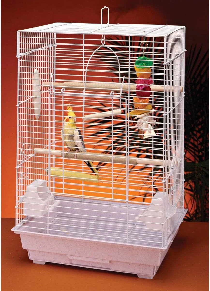 Cockatiel & Small Parrot Starter Kit with Birdcage, Cover, and Accessories – Perfect for Cockatiels, Conures, and Small Parrots – Square Dome – White - Image 3