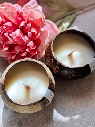Coconut Wax Candle in Coconut Shell - Eco-Friendly and Sustainable Home Decor - Image 3