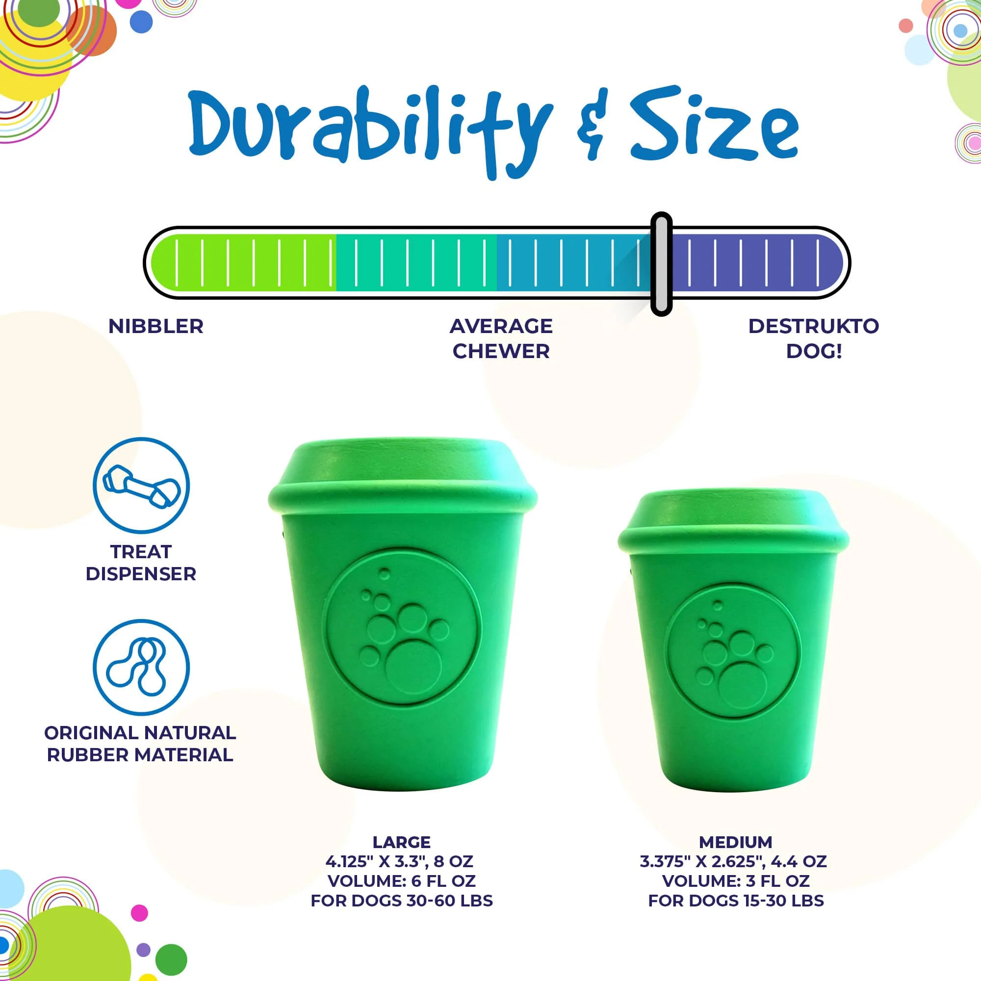 Coffee Cup Rubber Dog Chew Toy for Power Chewers | Treat Dispenser | USA Made - Image 4