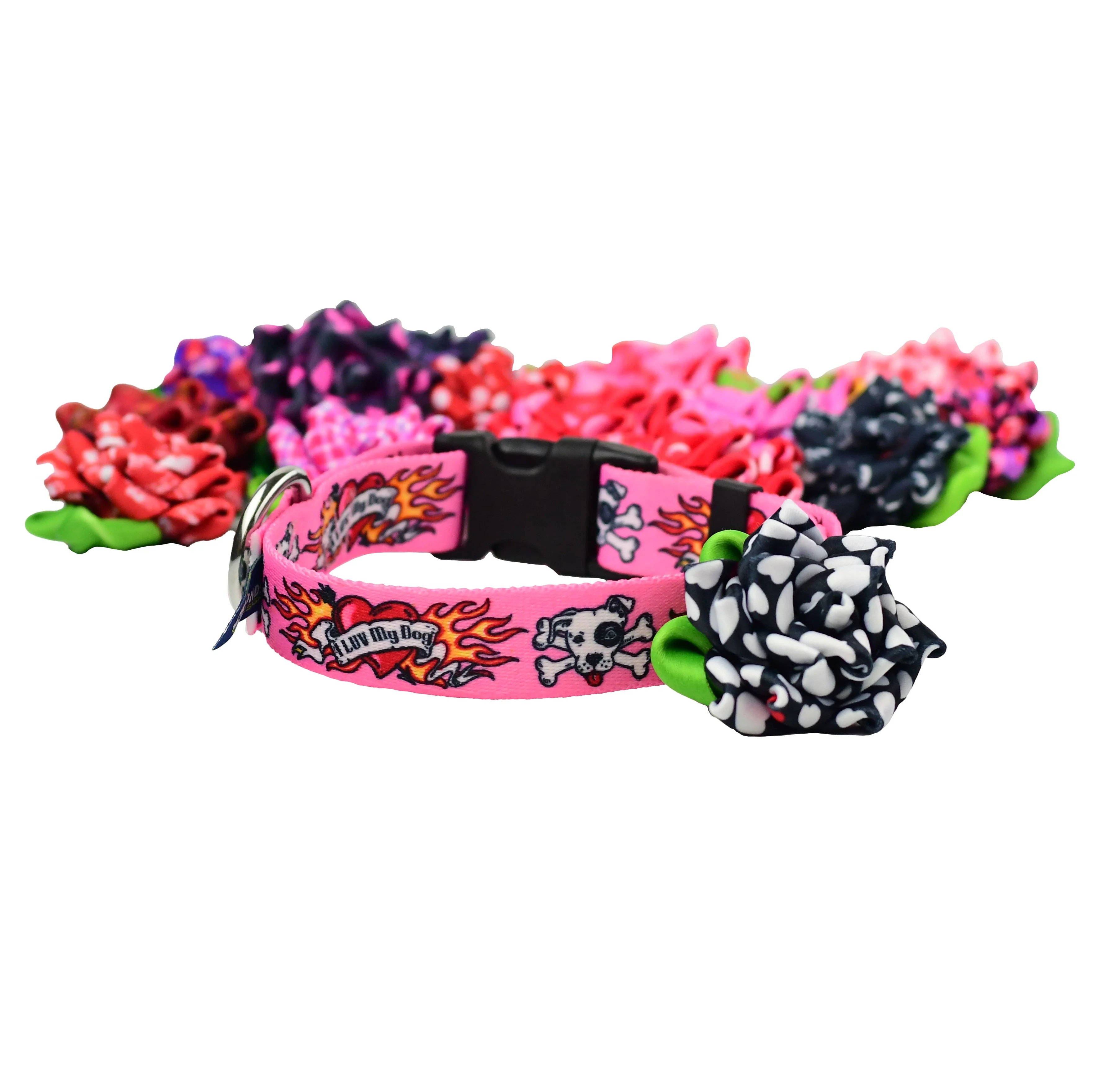 Collar Flower - Black with White Hearts - Image 2