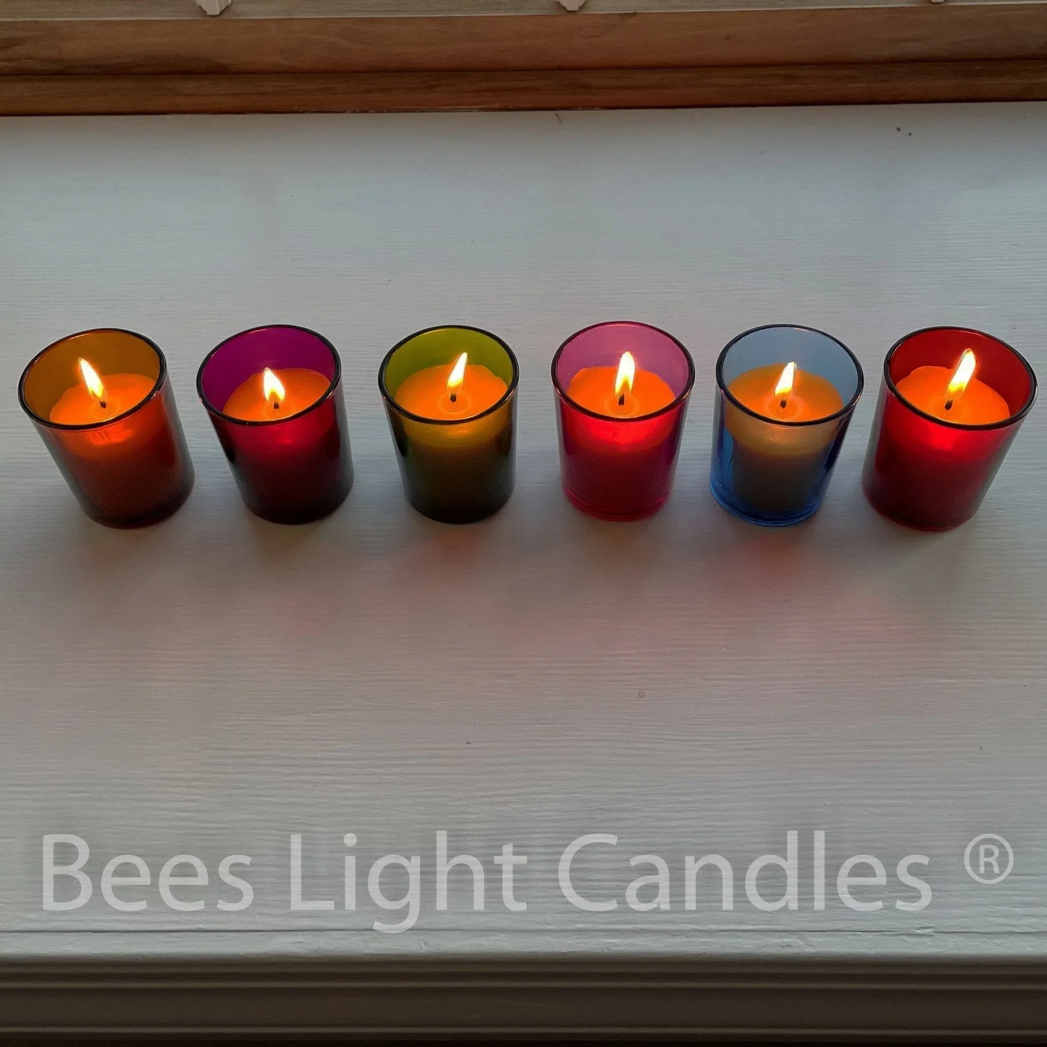 Colored Glass Votive Holders with or without Beeswax Candles - Image 2