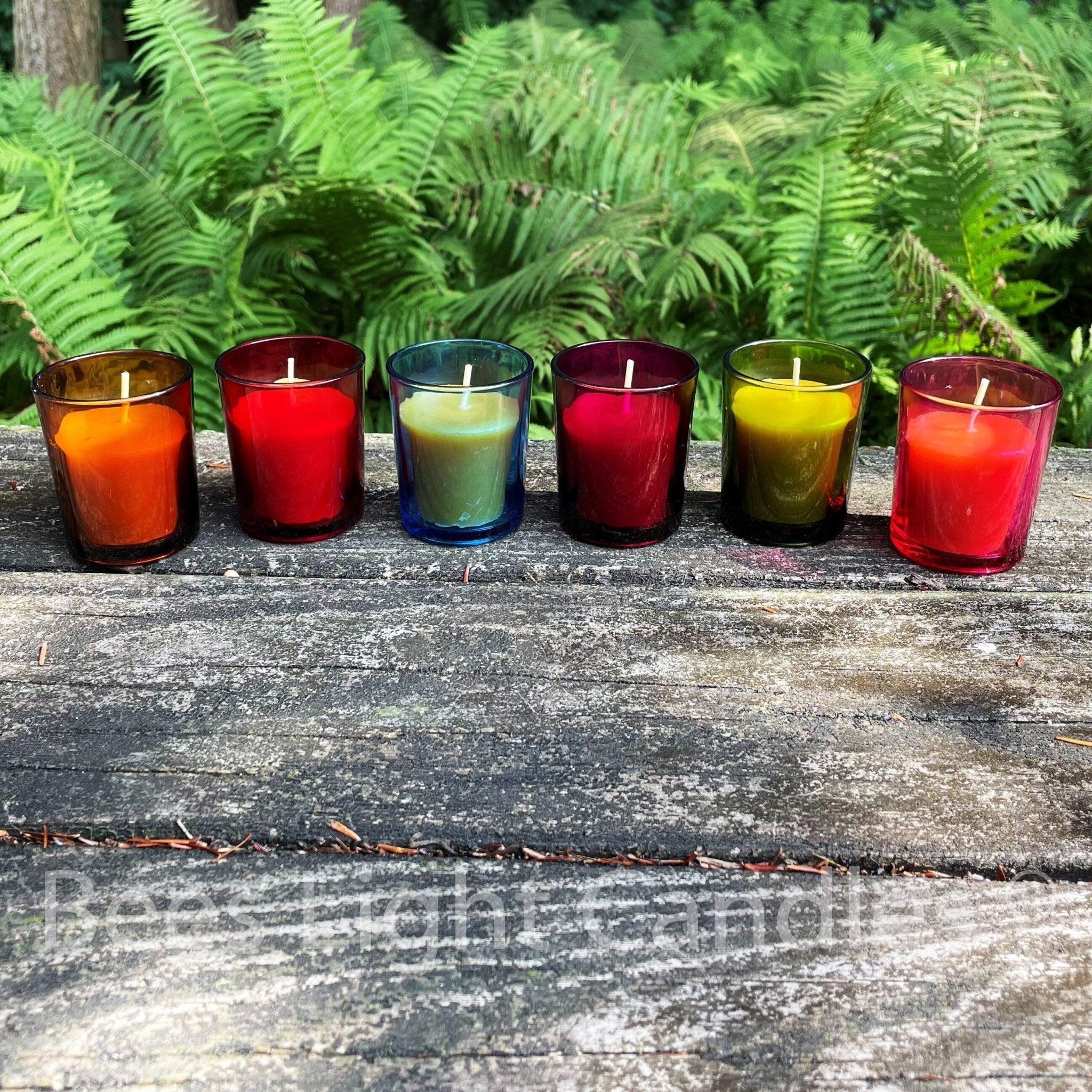 Colored Glass Votive Holders with or without Beeswax Candles - Image 4
