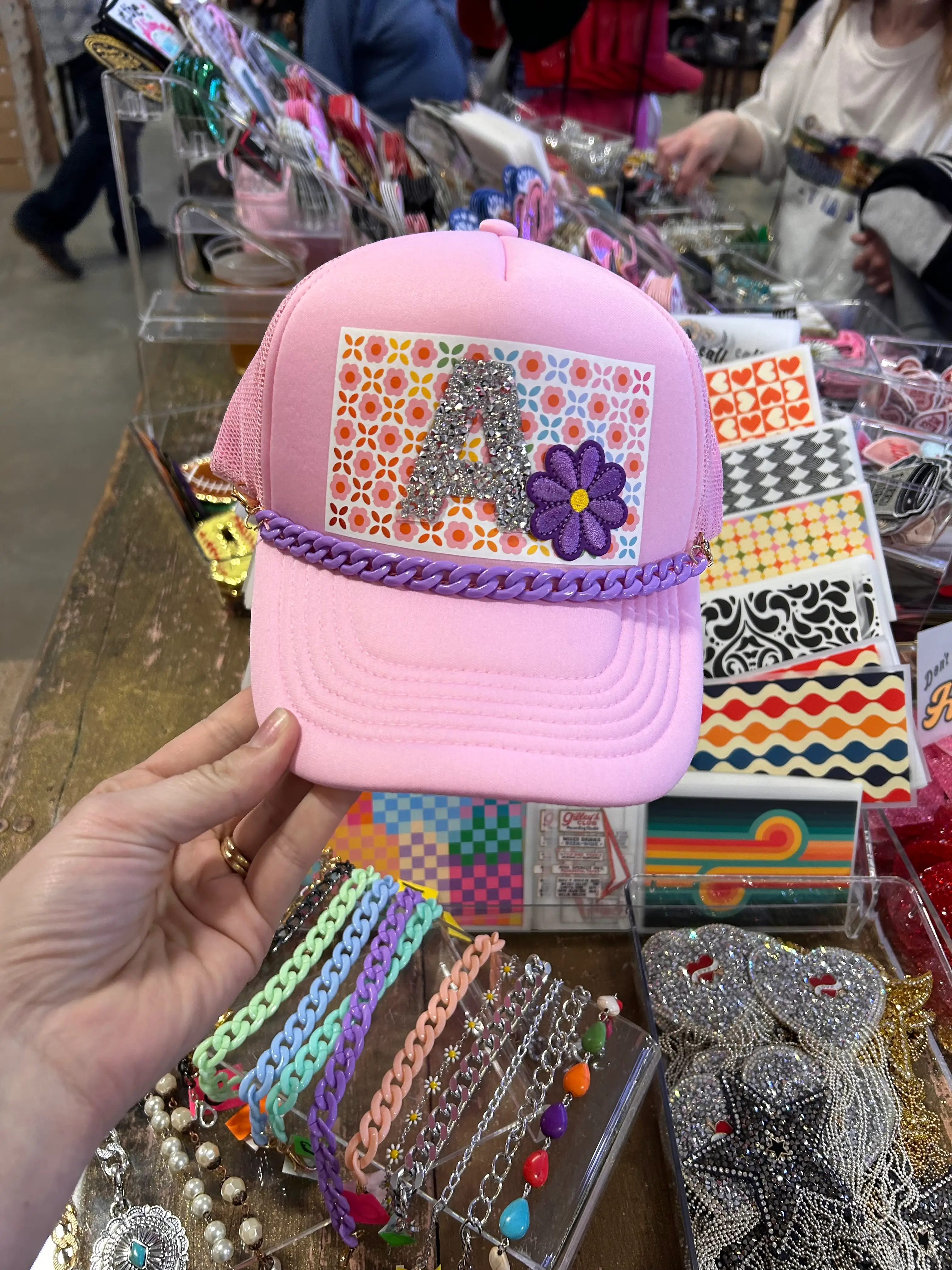 Colorful Flowers Pattern Trucker Hat - Image 2