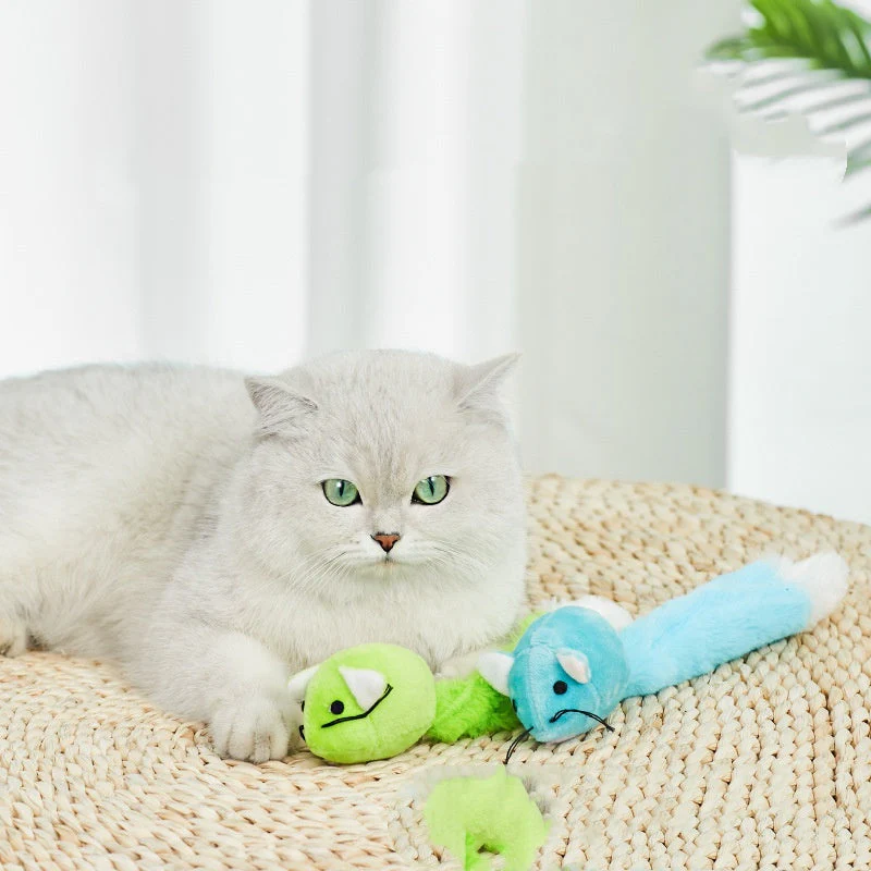 Colorful Long Tail Plush Mouse Self-Hi Nibbling Cat Does Not Hurt Nails Puzzle Cat Toy - Image 3
