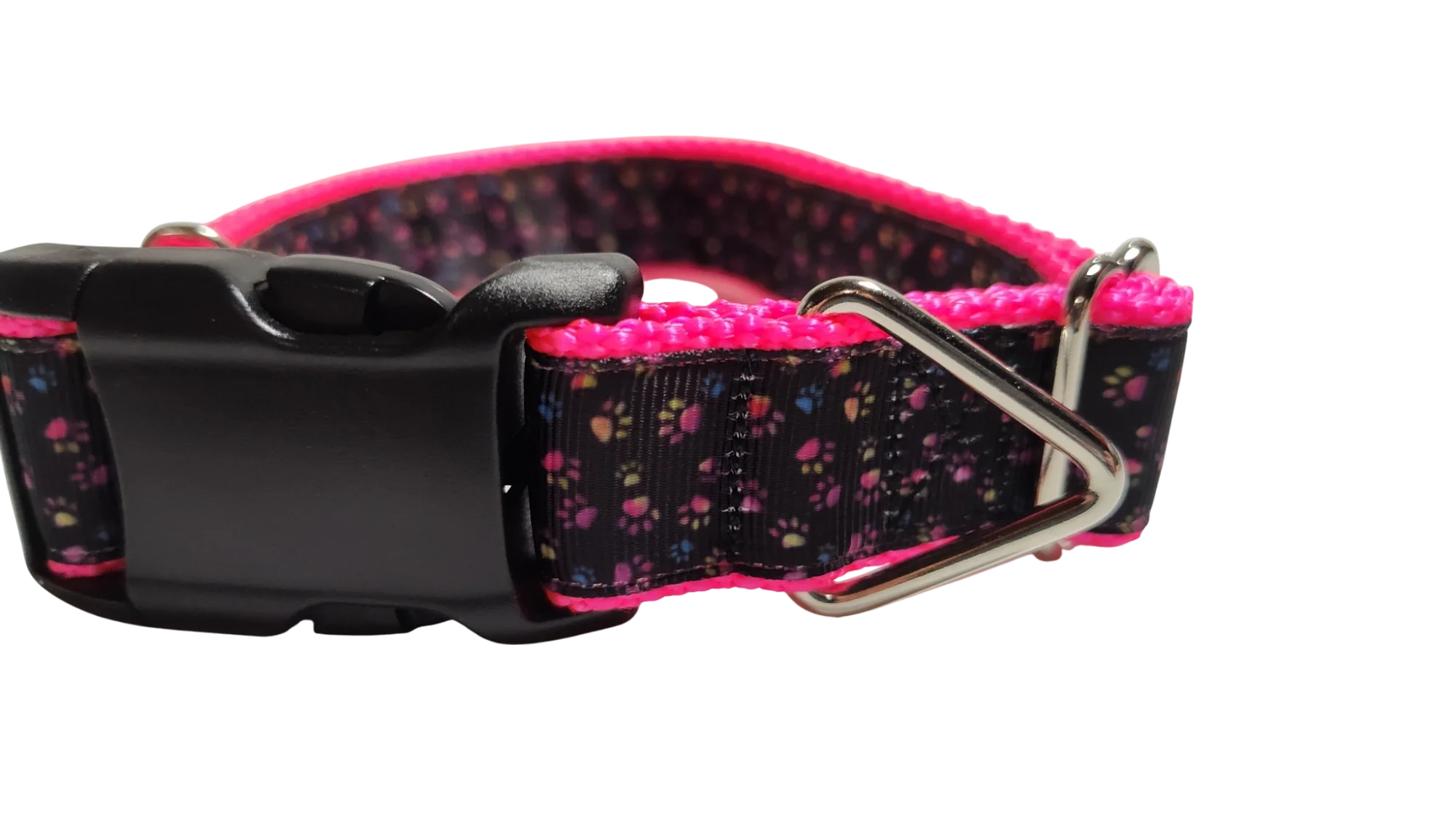 Colorful Pawprints Nylon Dog Collar - Image 2