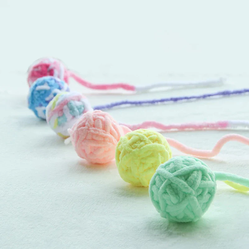 Colorful Yarn Ball Cat Toys with Bell - Image 3