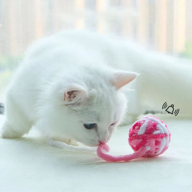 Colorful Yarn Ball Cat Toys with Bell - Image 4