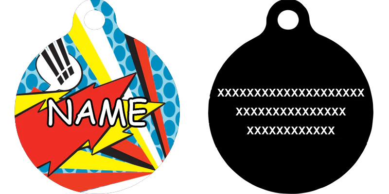 Comic Print HD Dog ID Tag - Image 2