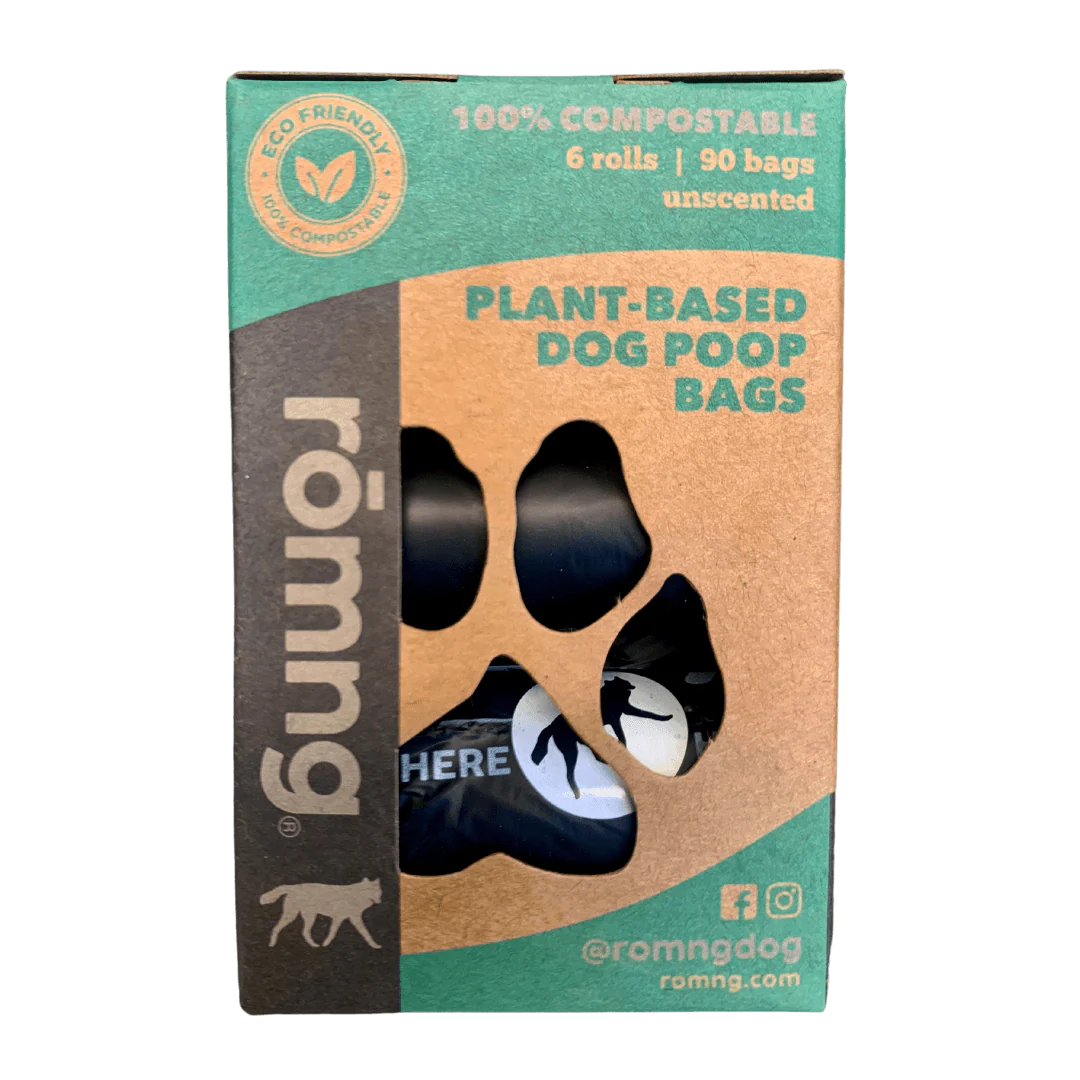 compostable plant-based dog poop bags + bamboo dispenser - Image 2