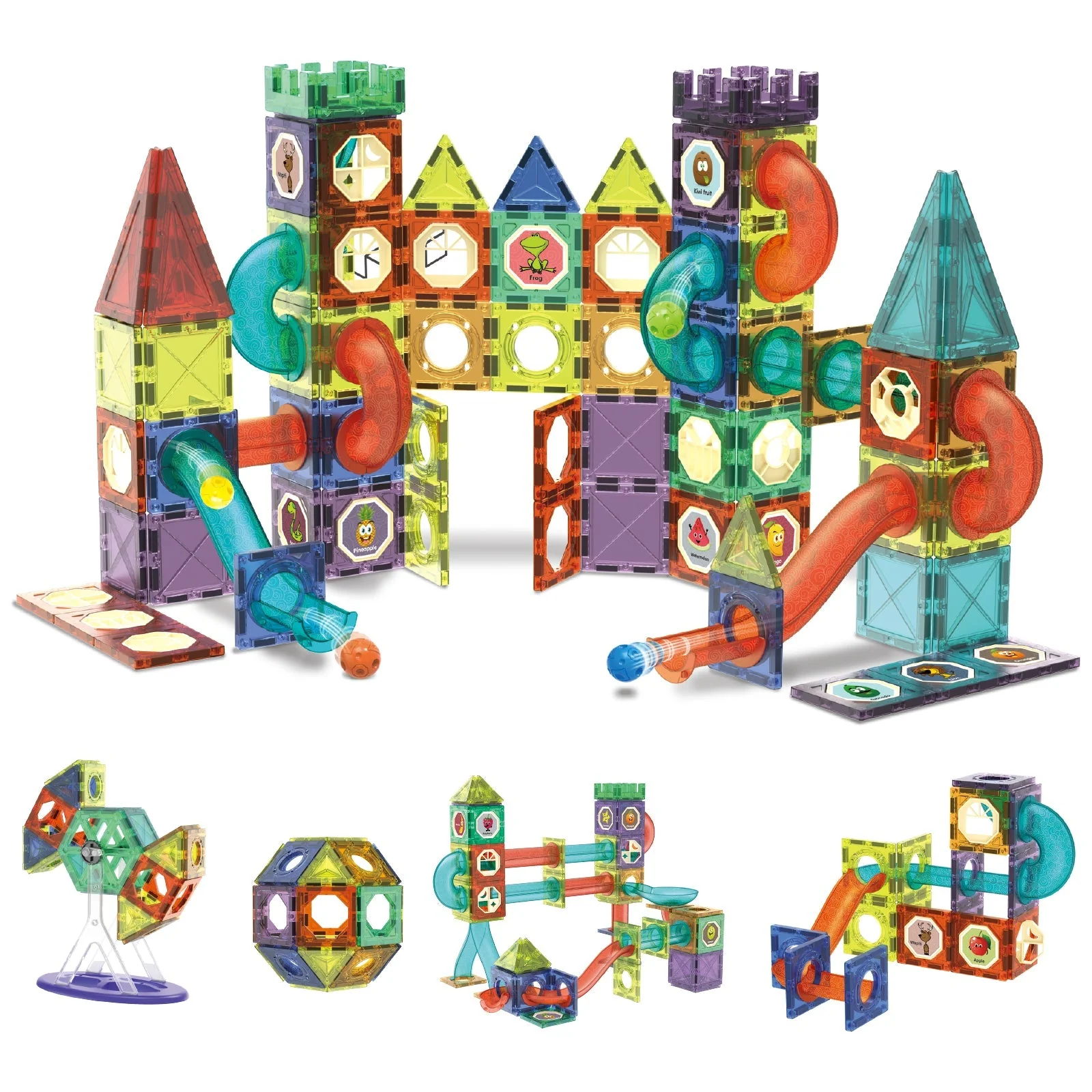 Contixo ST8 Magnetic Light-Up 3D Tiles Building Set – 110 Piece STEM Marble Run Blocks for Kids, Fun Educational Toy for Boys & Girls Ages 3-10+ by Contixo - Image 2