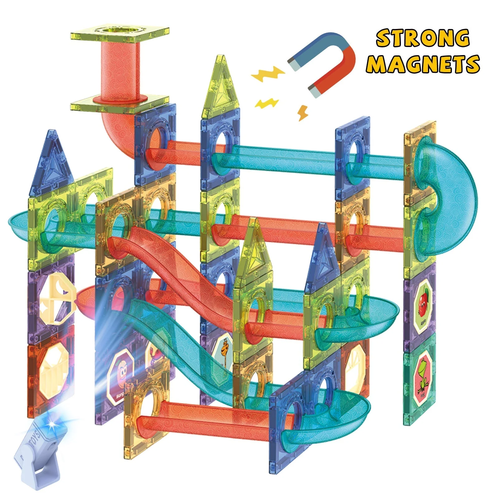 Contixo ST8 Magnetic Light-Up 3D Tiles Building Set – 110 Piece STEM Marble Run Blocks for Kids, Fun Educational Toy for Boys & Girls Ages 3-10+ by Contixo - Image 3