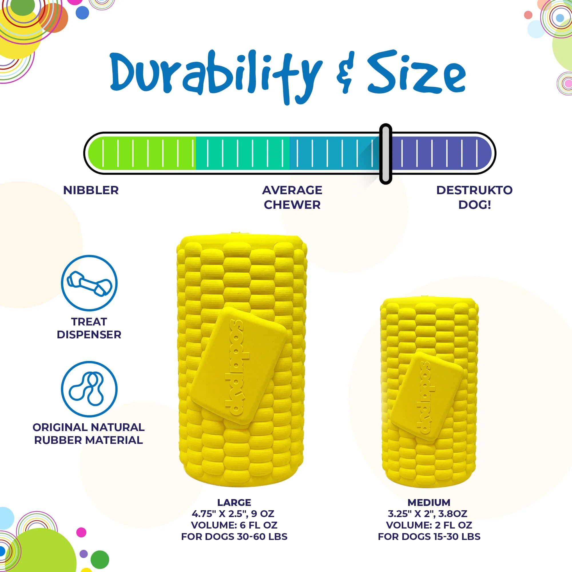 Corn on the Cob Dog Toy - Durable Rubber Treat Dispenser | USA Made - Image 4