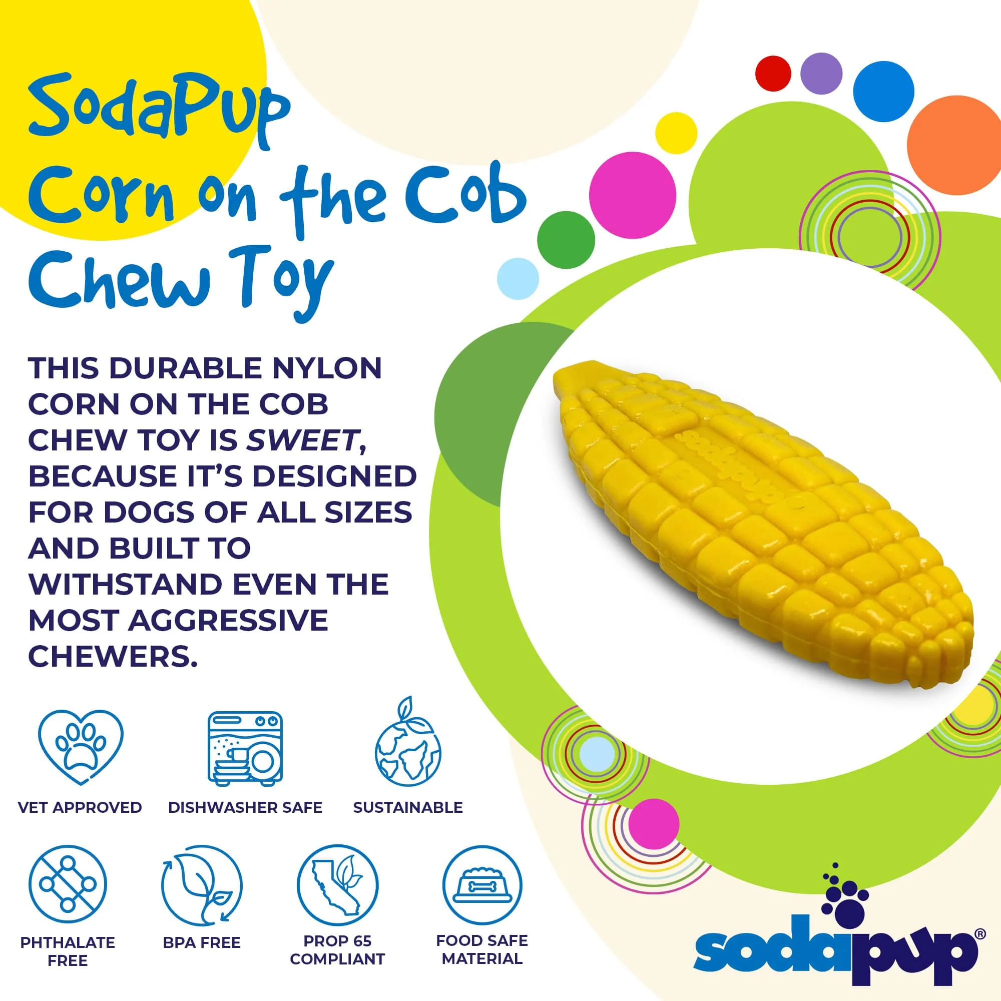 Corn on the Cob Nylon Dog Toy for Aggressive Chewers | USA Made | SodaPup - Image 5