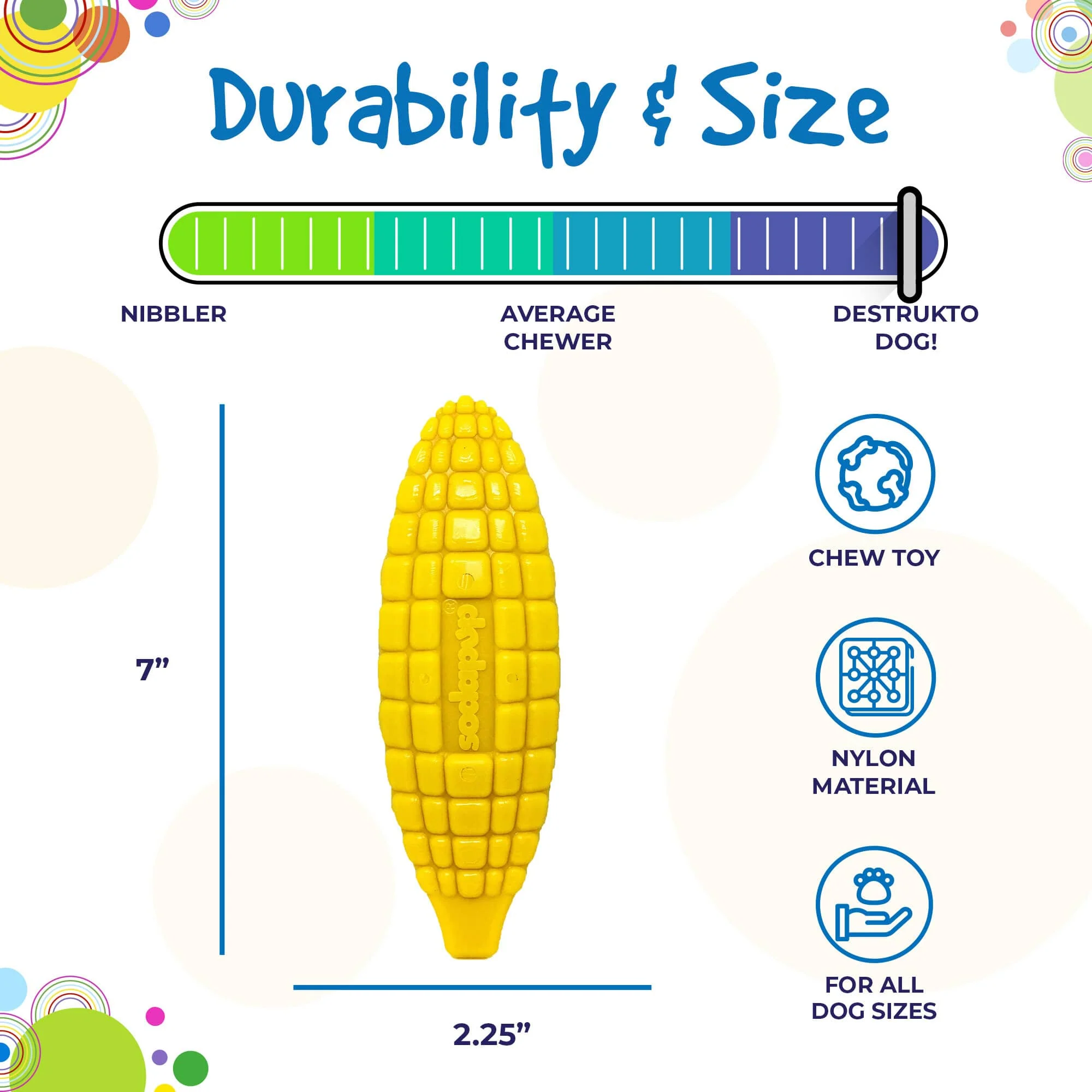Corn on the Cob Nylon Dog Toy for Aggressive Chewers | USA Made | SodaPup - Image 7