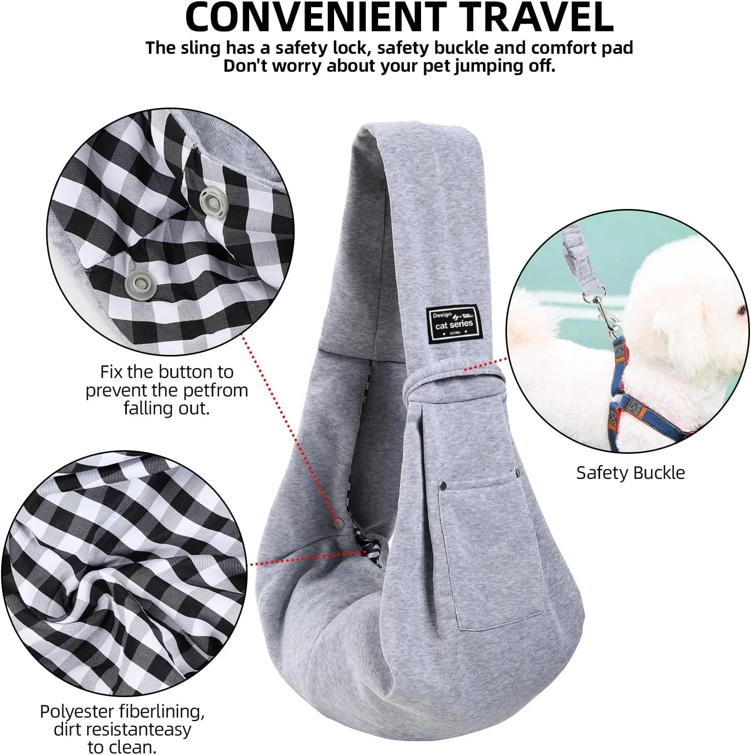 Cotton Dog Sling Carrier – Crossbody Travel Bag - Image 2