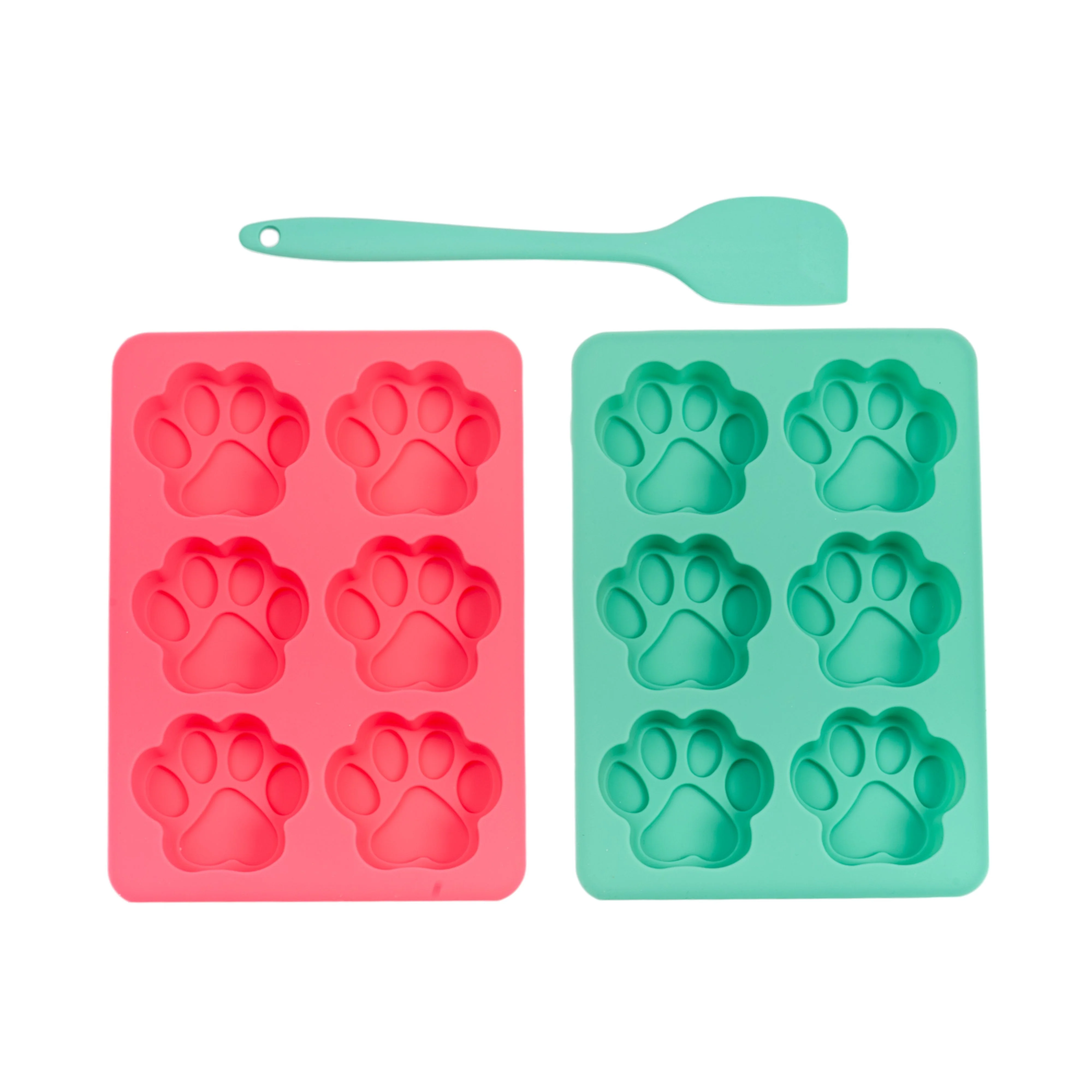 Country Living 3-Piece Silicone Baking Kit – Includes 2 Baking Trays (6-Cavity Paw Print Mold) & Spatula – for Homemade Dog Treats, Candy, Chocolate, and Ice Cubes - Image 3
