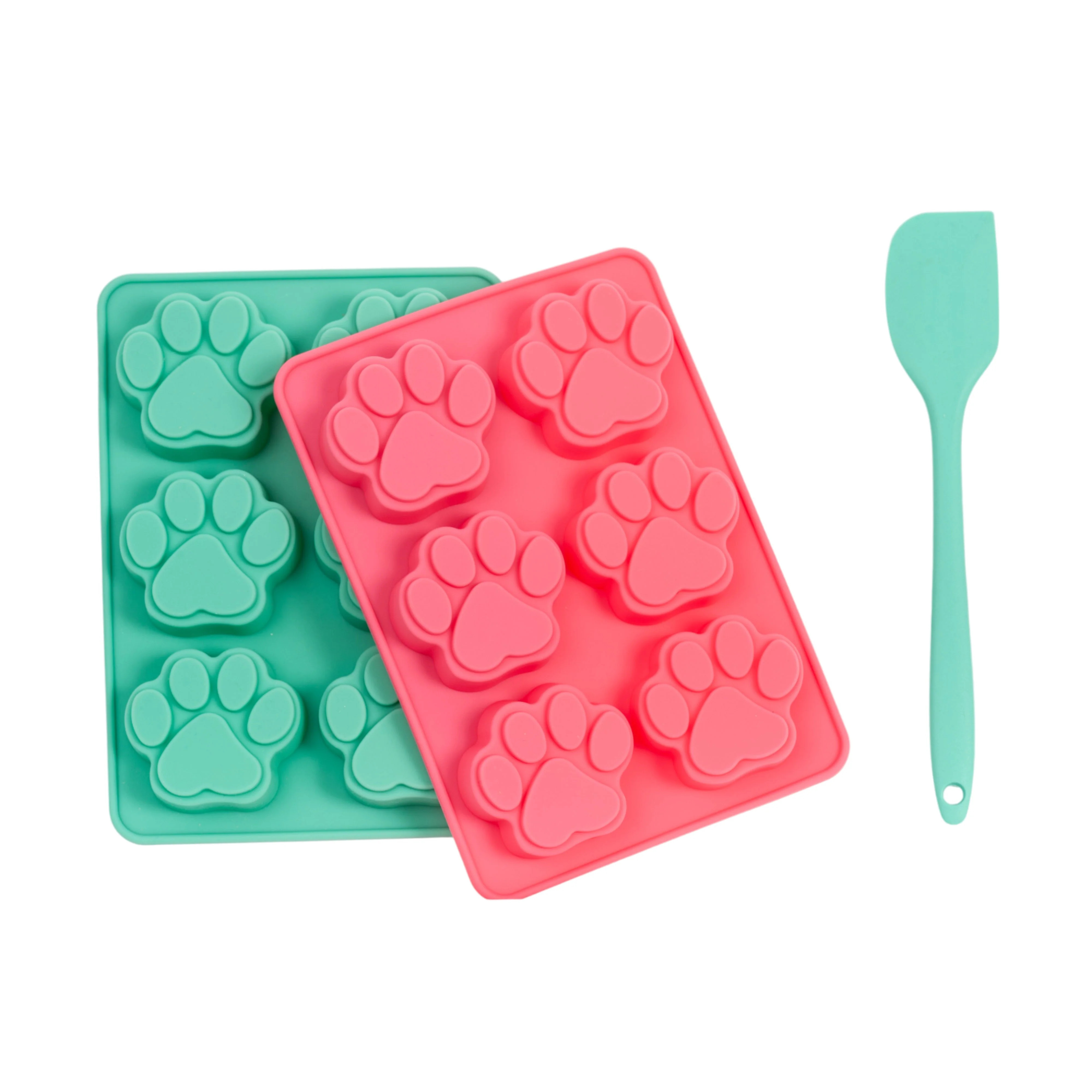 Country Living 3-Piece Silicone Baking Kit – Includes 2 Baking Trays (6-Cavity Paw Print Mold) & Spatula – for Homemade Dog Treats, Candy, Chocolate, and Ice Cubes - Image 4