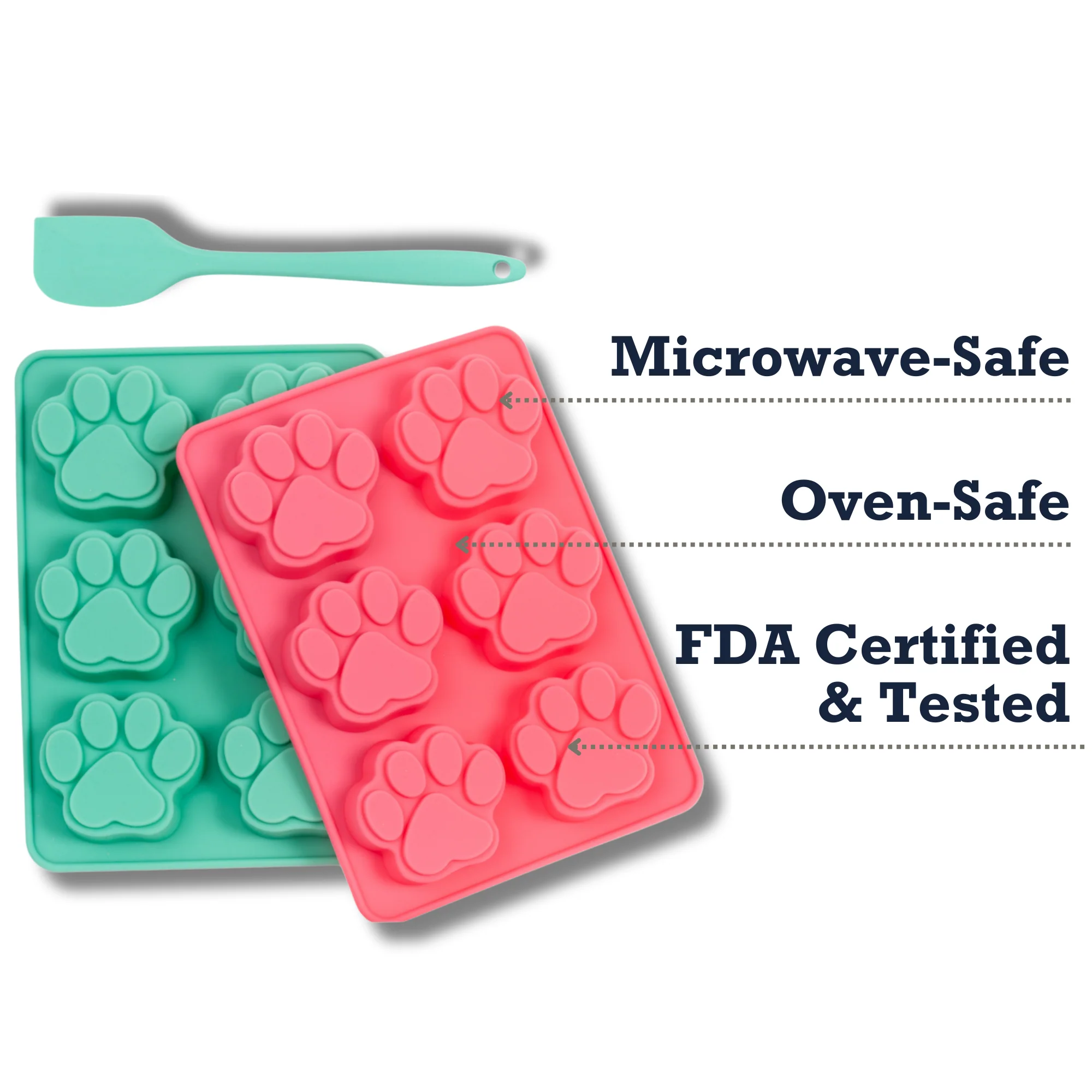 Country Living 3-Piece Silicone Baking Kit – Includes 2 Baking Trays (6-Cavity Paw Print Mold) & Spatula – for Homemade Dog Treats, Candy, Chocolate, and Ice Cubes - Image 5