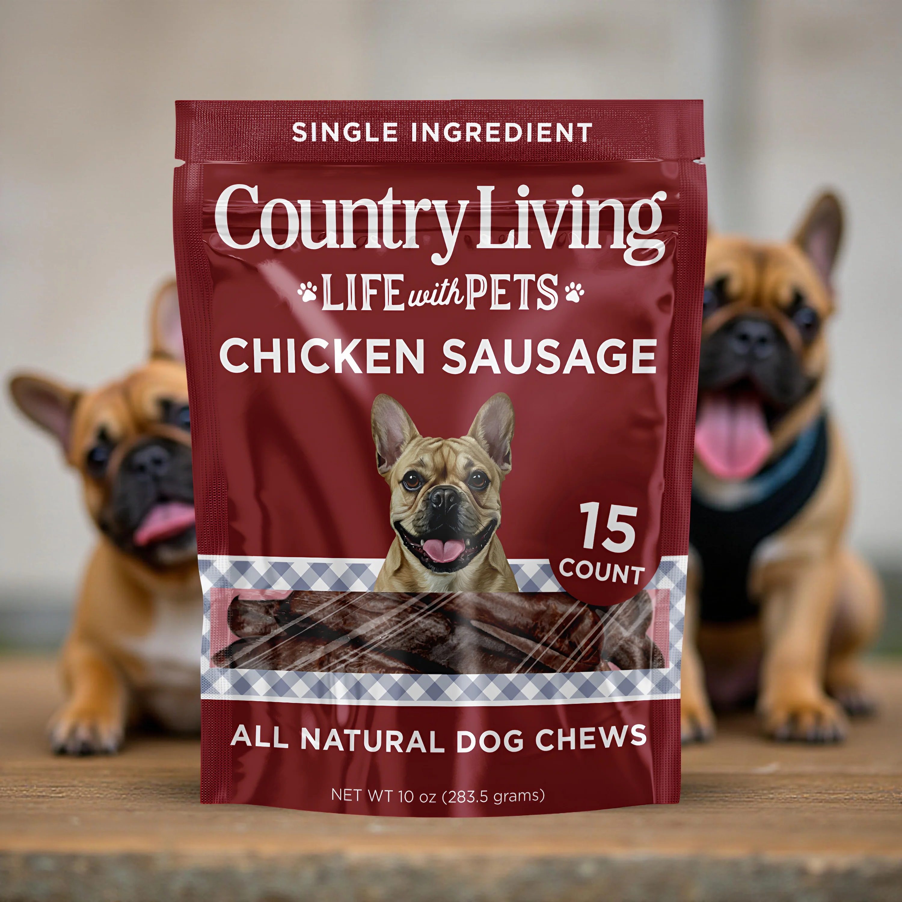 Country Living 4”-5” Beef Flavored Chicken Sausage Dog Treats – 15 Count Bag – Soft & Chewy, High-Protein Training & Reward Treats – Grain-Free, No Artificial Flavors or Preservatives - Image 5