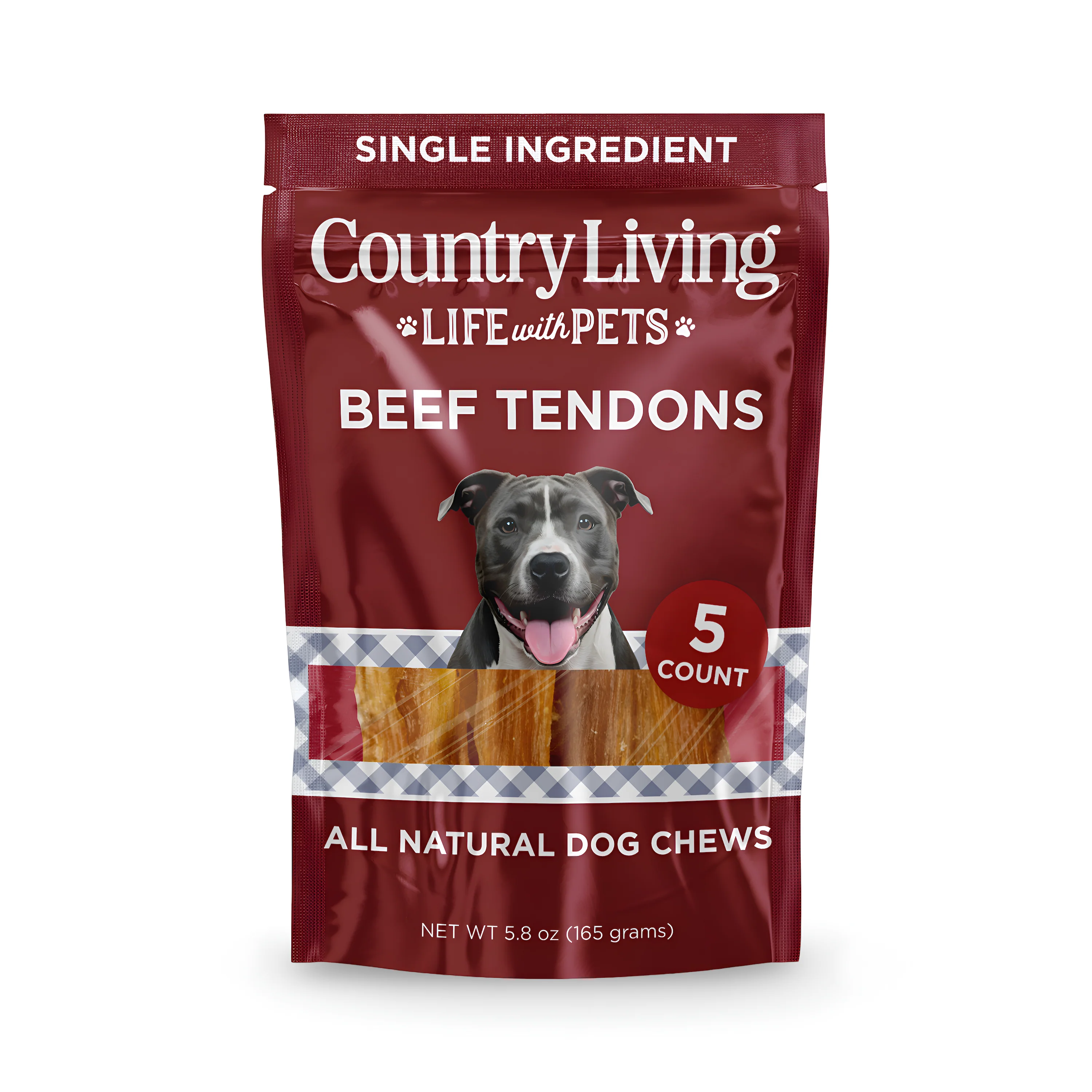 Country Living 4”-7” Beef Backstrap Tendon Dog Chews – 5 Count Bag – All-Natural, Long-Lasting, High-Protein Dog Treats – Single-Ingredient, Grain-Free - Image 2