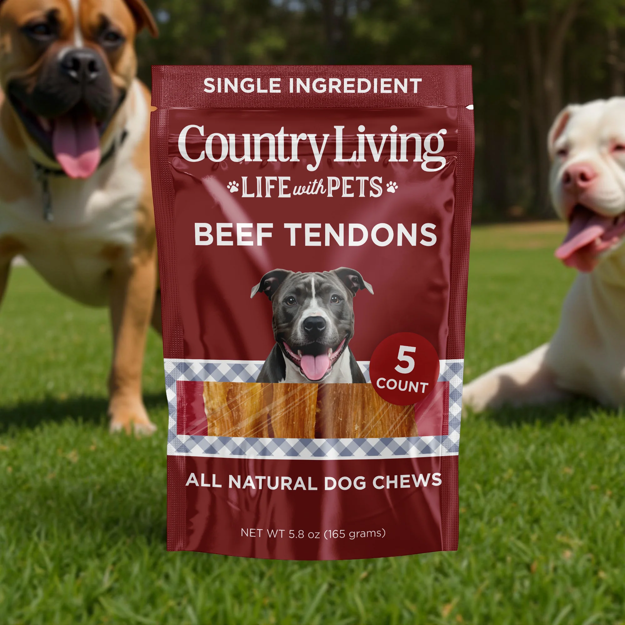 Country Living 4”-7” Beef Backstrap Tendon Dog Chews – 5 Count Bag – All-Natural, Long-Lasting, High-Protein Dog Treats – Single-Ingredient, Grain-Free - Image 5
