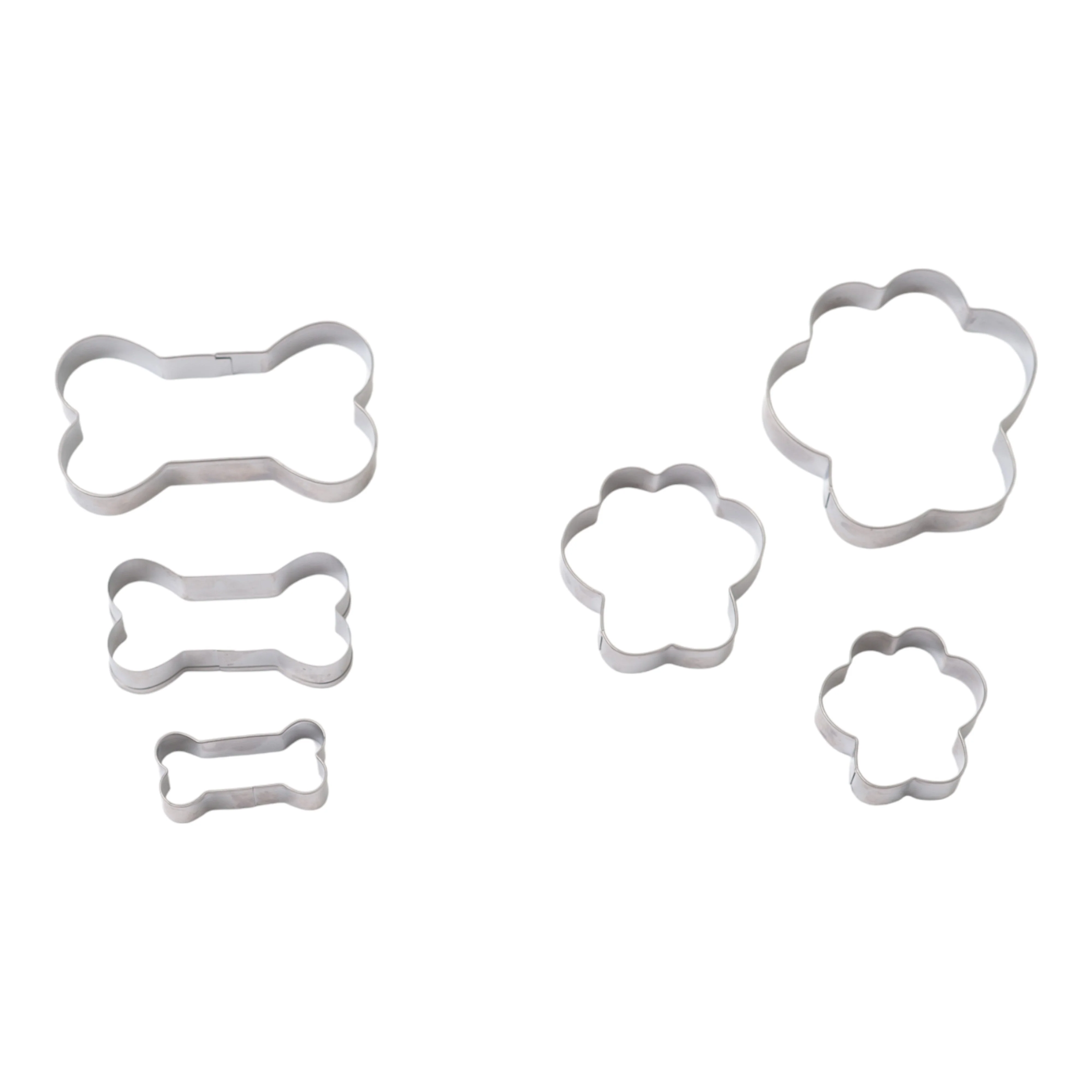 Country Living 6-Piece Stainless Steel Cookie Cutter Set (3 Paw-Shaped, 3 Bone-Shaped) - Image 2