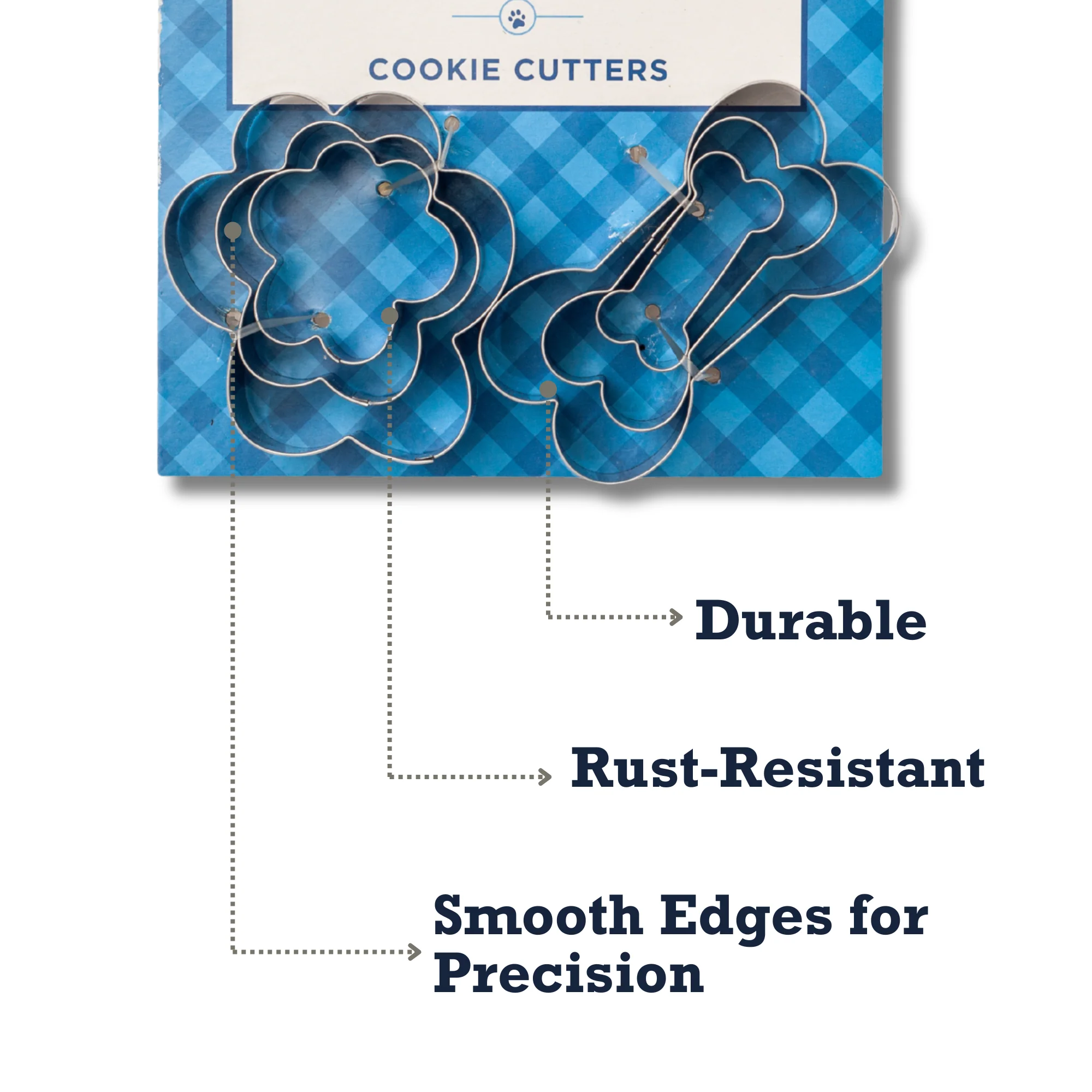 Country Living 6-Piece Stainless Steel Cookie Cutter Set (3 Paw-Shaped, 3 Bone-Shaped) - Image 5