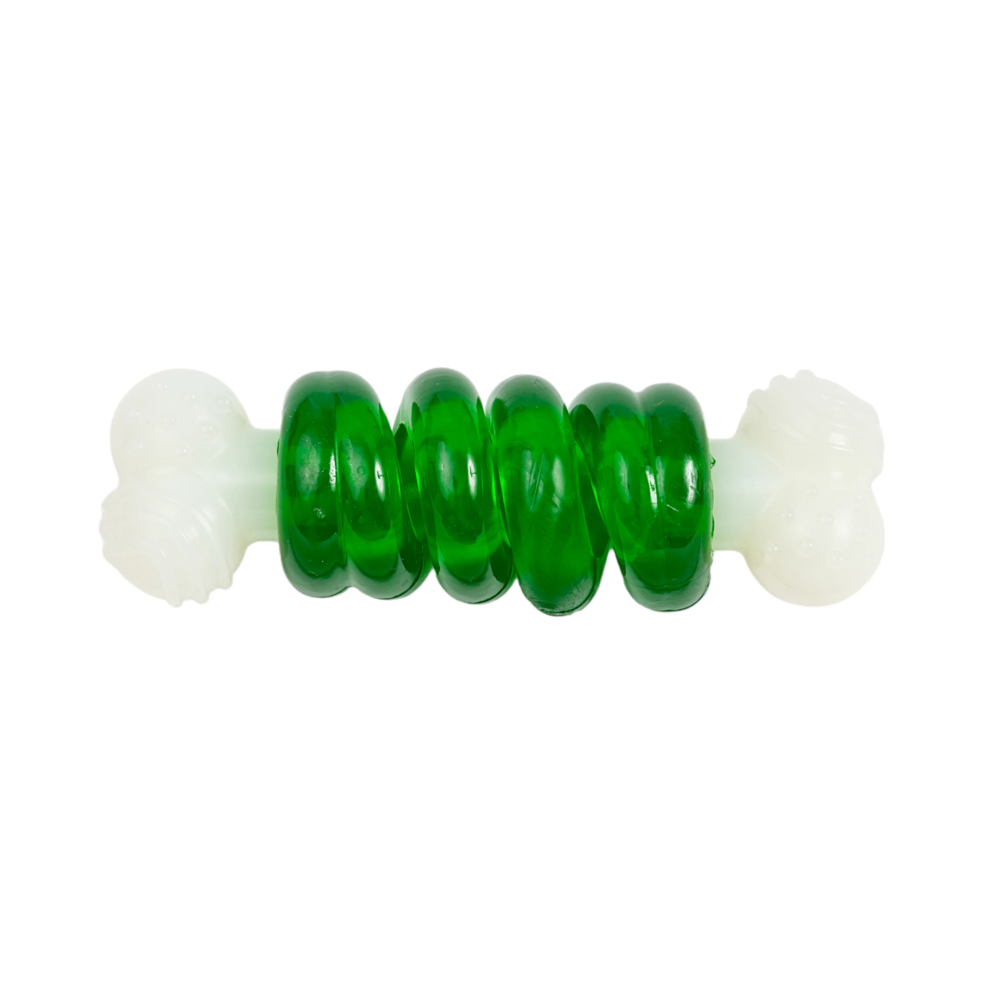 Country Living Bone-a-Treat Dog Chew Toy – Orange Bulged Balls & Green Spiral Ring - Image 6