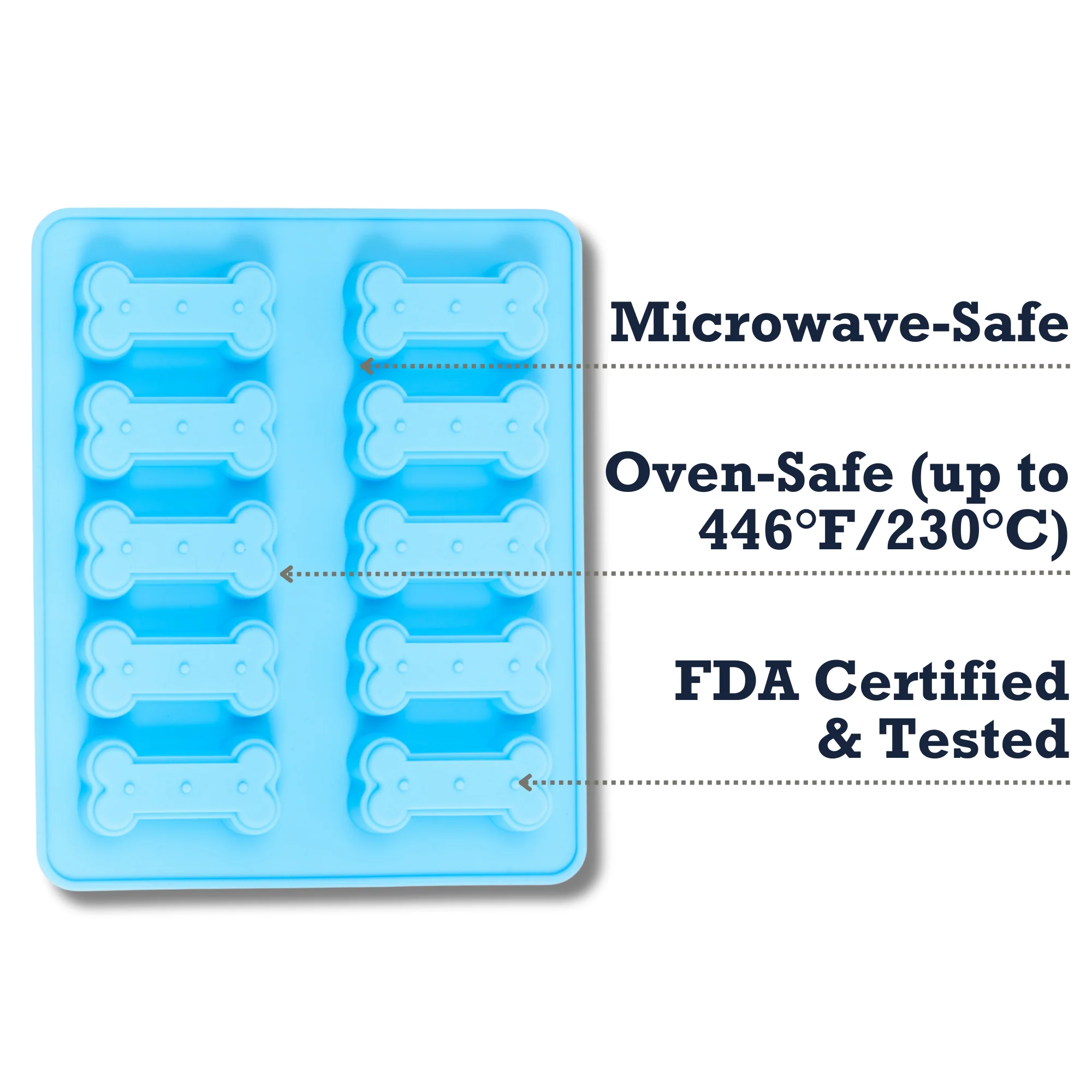 Country Living Bone-Shaped Silicone Baking Tray (10-Cavity Mold) – for Homemade Dog Treats, Candy, Cookies, Chocolate, and Ice Cubes - Image 6