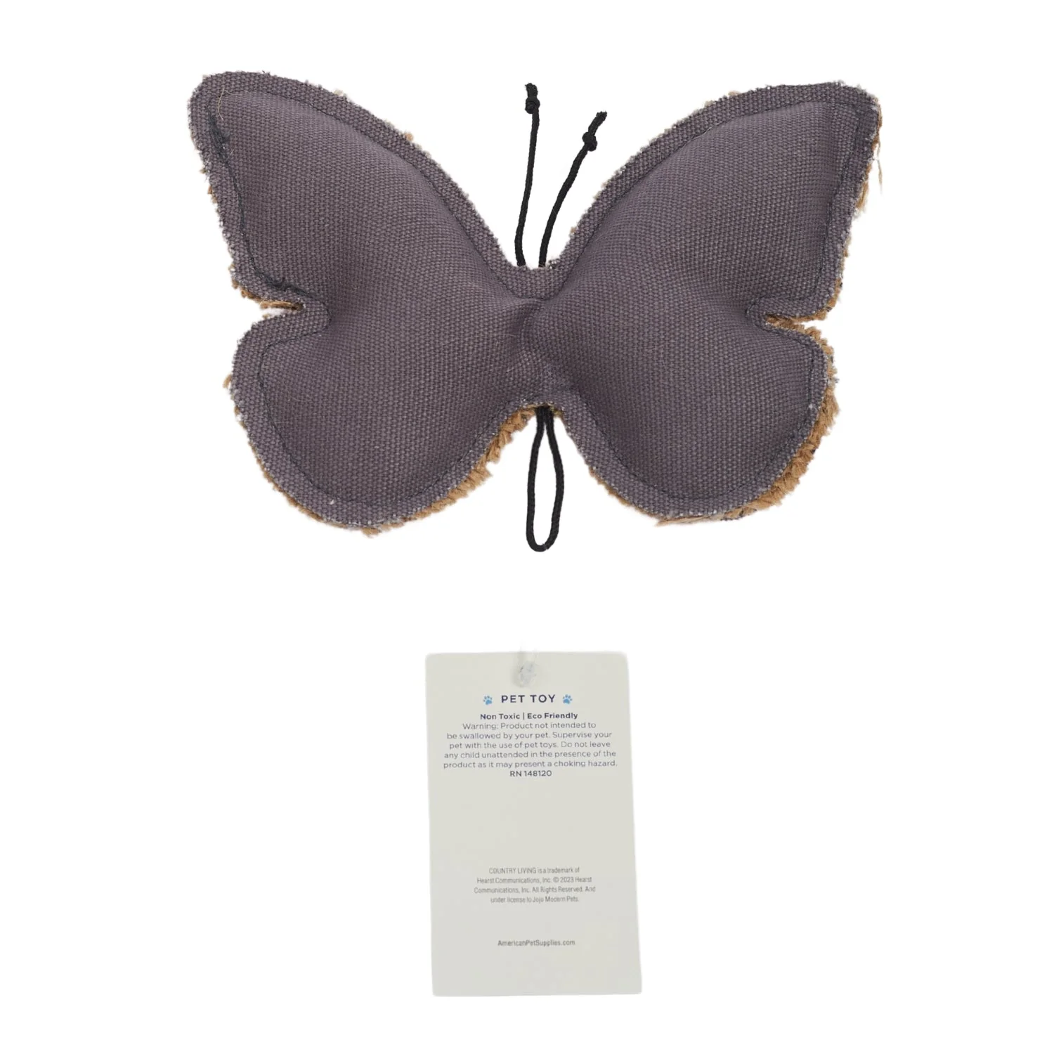 Country Living Canvas & Jute Butterfly-Shaped Dog Chew Toy – Durable, Safe and Non-Toxic - Image 2