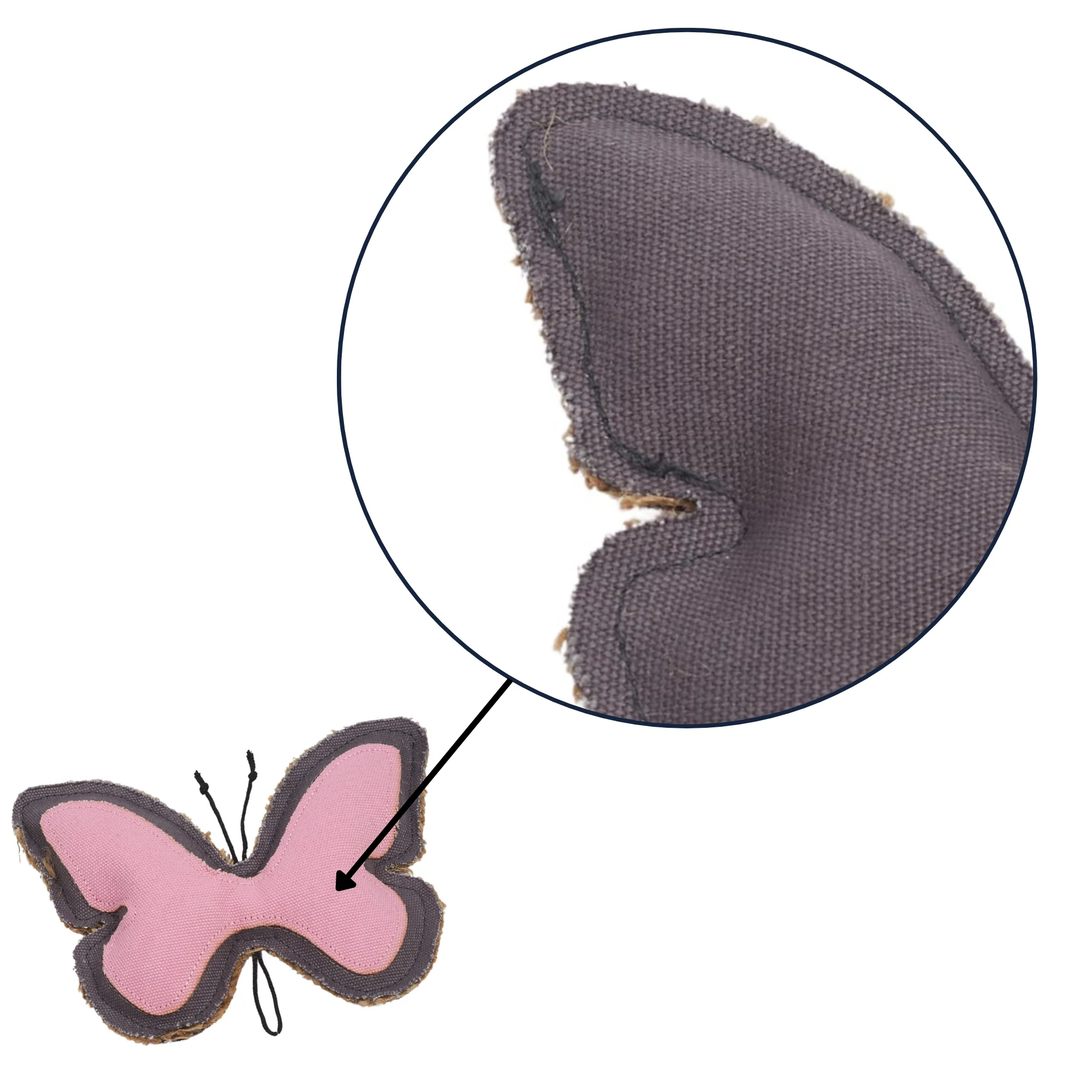 Country Living Canvas & Jute Butterfly-Shaped Dog Chew Toy – Durable, Safe and Non-Toxic - Image 5