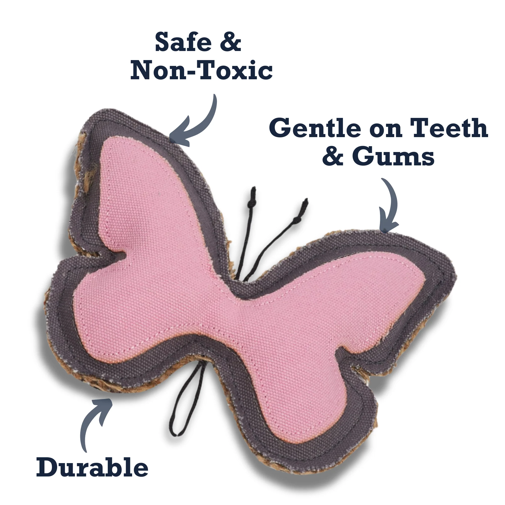 Country Living Canvas & Jute Butterfly-Shaped Dog Chew Toy – Durable, Safe and Non-Toxic - Image 6