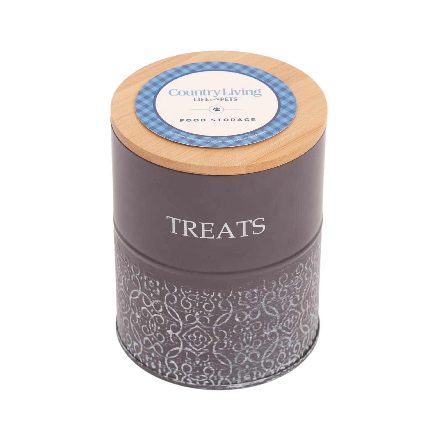Country Living Dog Treat Canisters - Set of 2 Carbon Steel Jars with Bamboo Lids – Volcanic Gray - Image 2