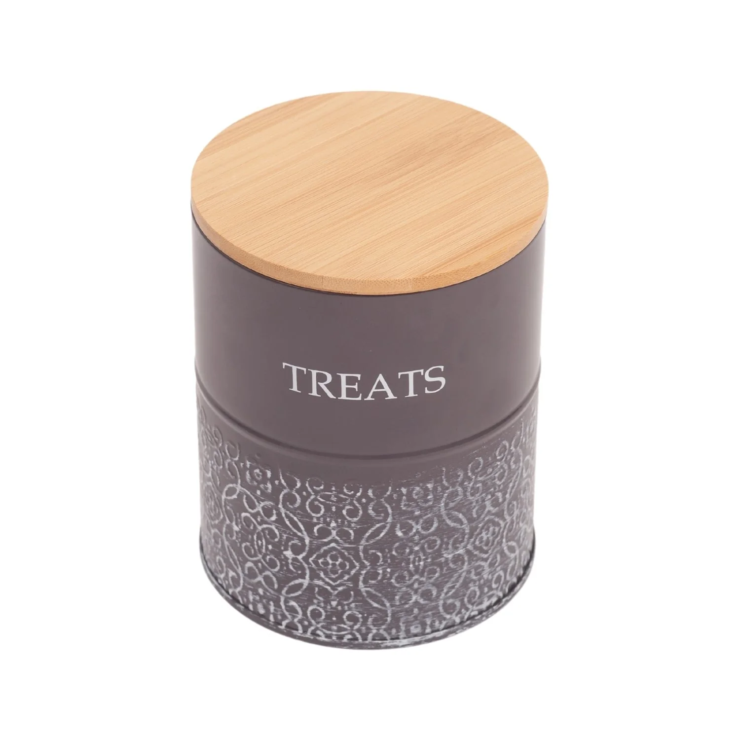 Country Living Dog Treat Canisters - Set of 2 Carbon Steel Jars with Bamboo Lids – Volcanic Gray - Image 3