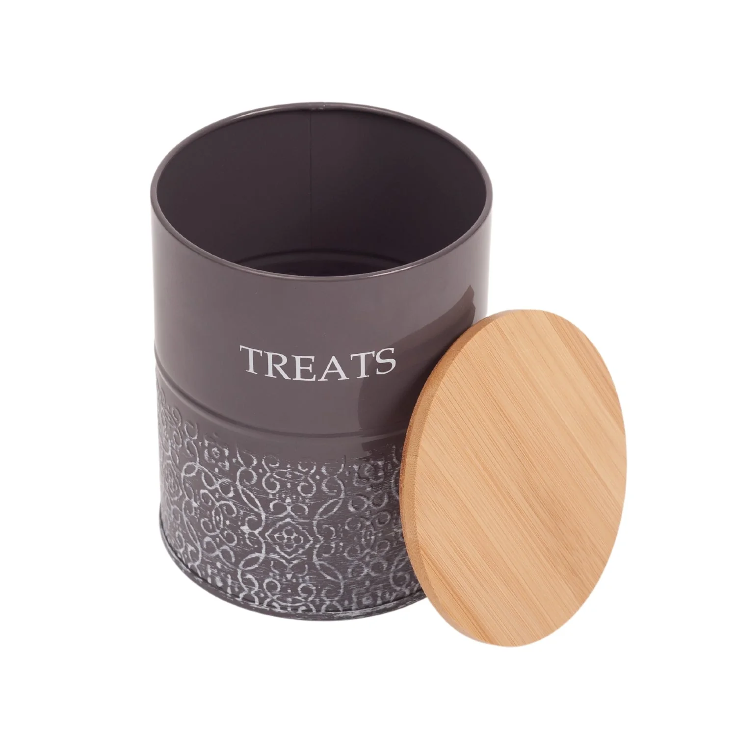 Country Living Dog Treat Canisters - Set of 2 Carbon Steel Jars with Bamboo Lids – Volcanic Gray - Image 4