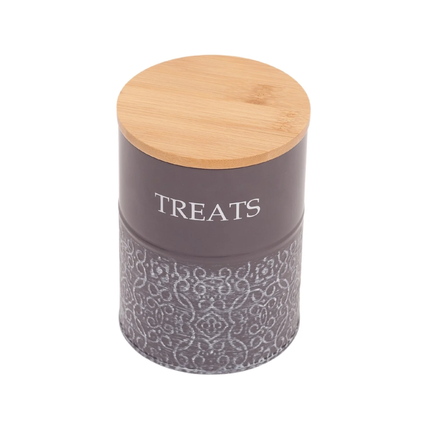 Country Living Dog Treat Canisters - Set of 2 Carbon Steel Jars with Bamboo Lids – Volcanic Gray - Image 5