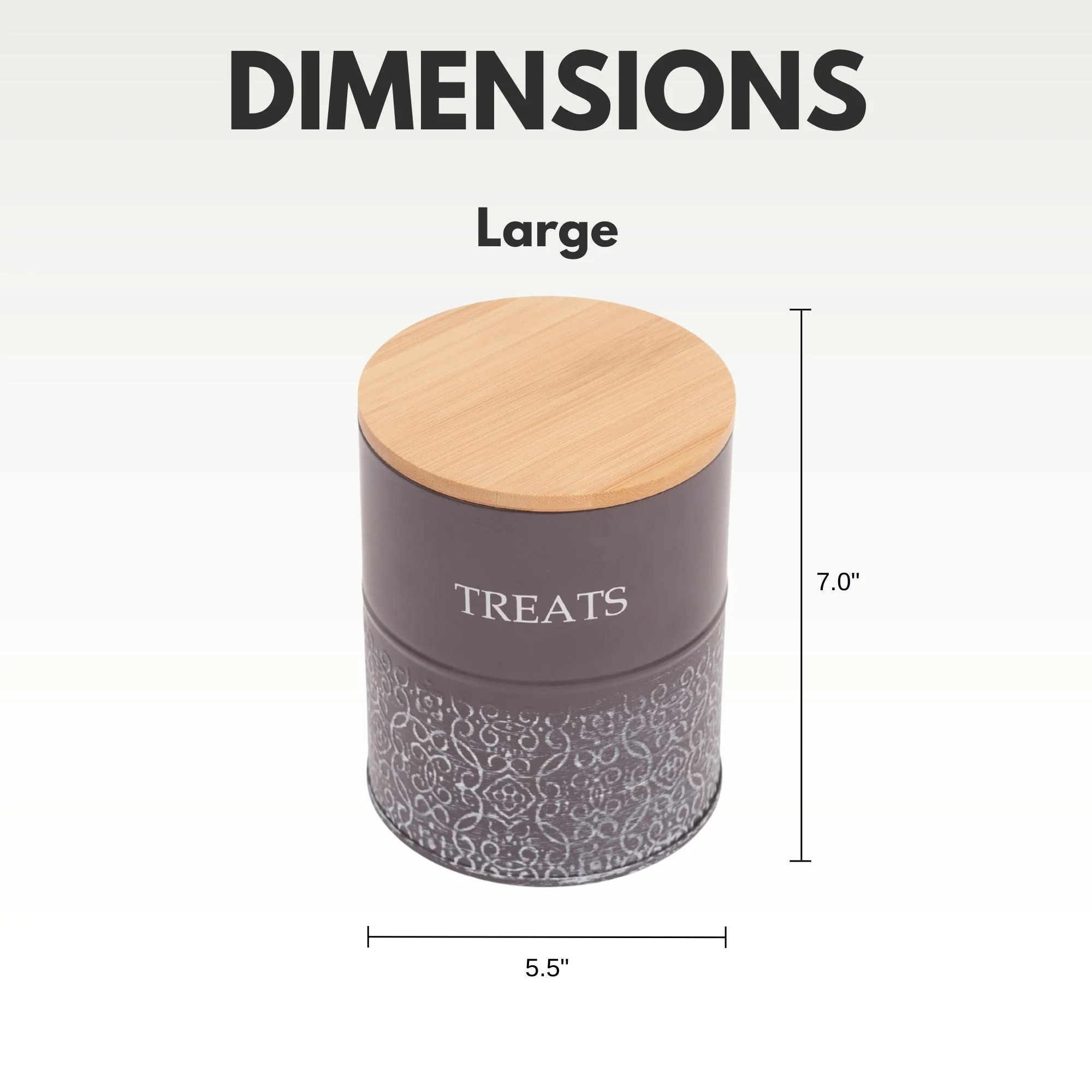 Country Living Dog Treat Canisters - Set of 2 Carbon Steel Jars with Bamboo Lids – Volcanic Gray - Image 8