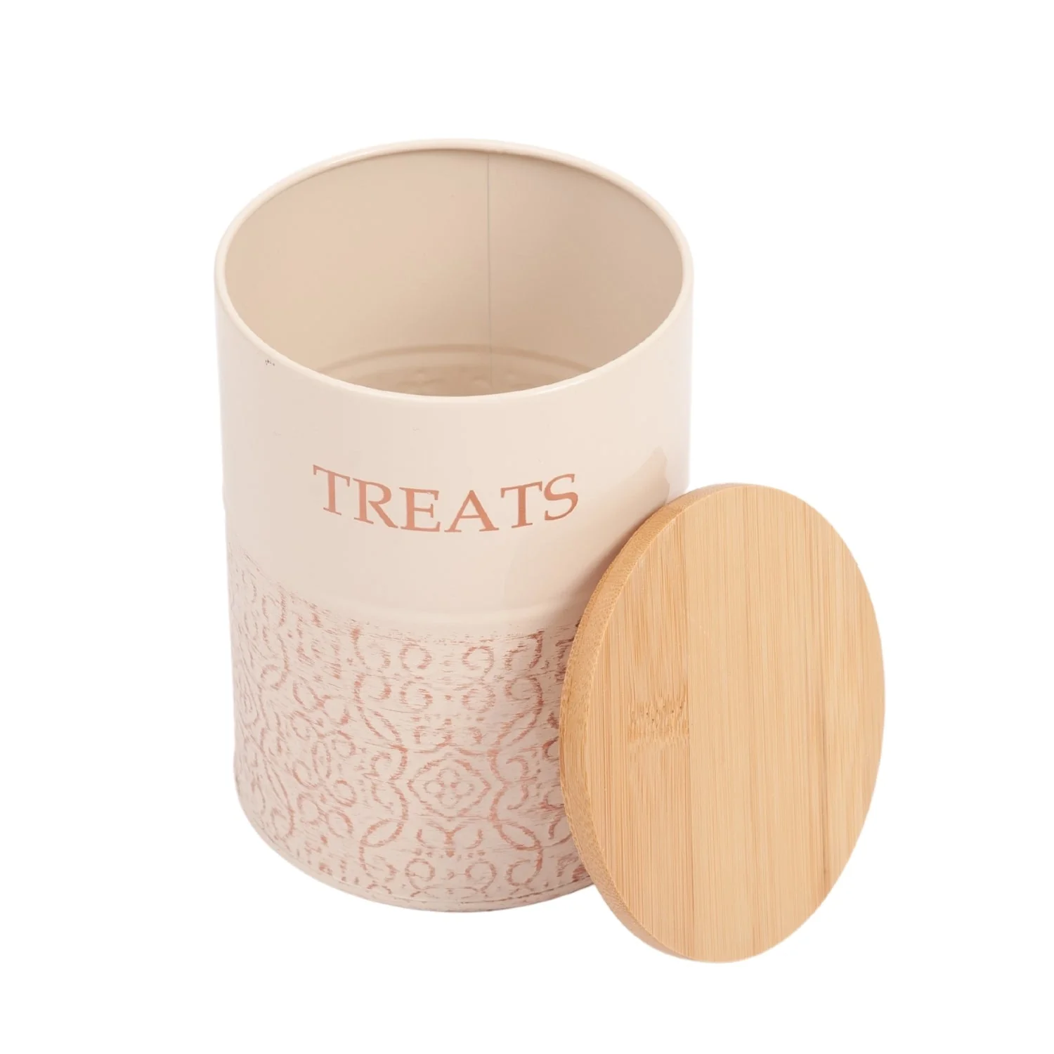 Country Living Dog Treat Canisters - Set of 2 Carbon Steel Jars with Bamboo Lids – White Swan - Image 5
