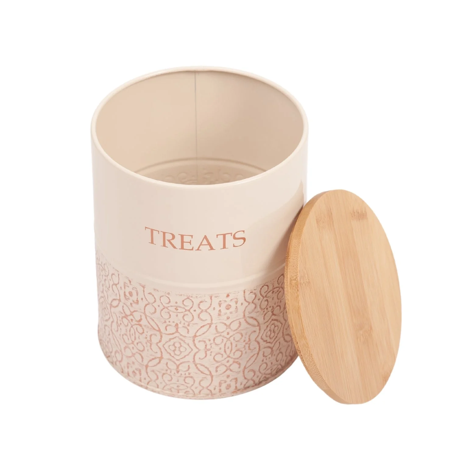 Country Living Dog Treat Canisters - Set of 2 Carbon Steel Jars with Bamboo Lids – White Swan - Image 6