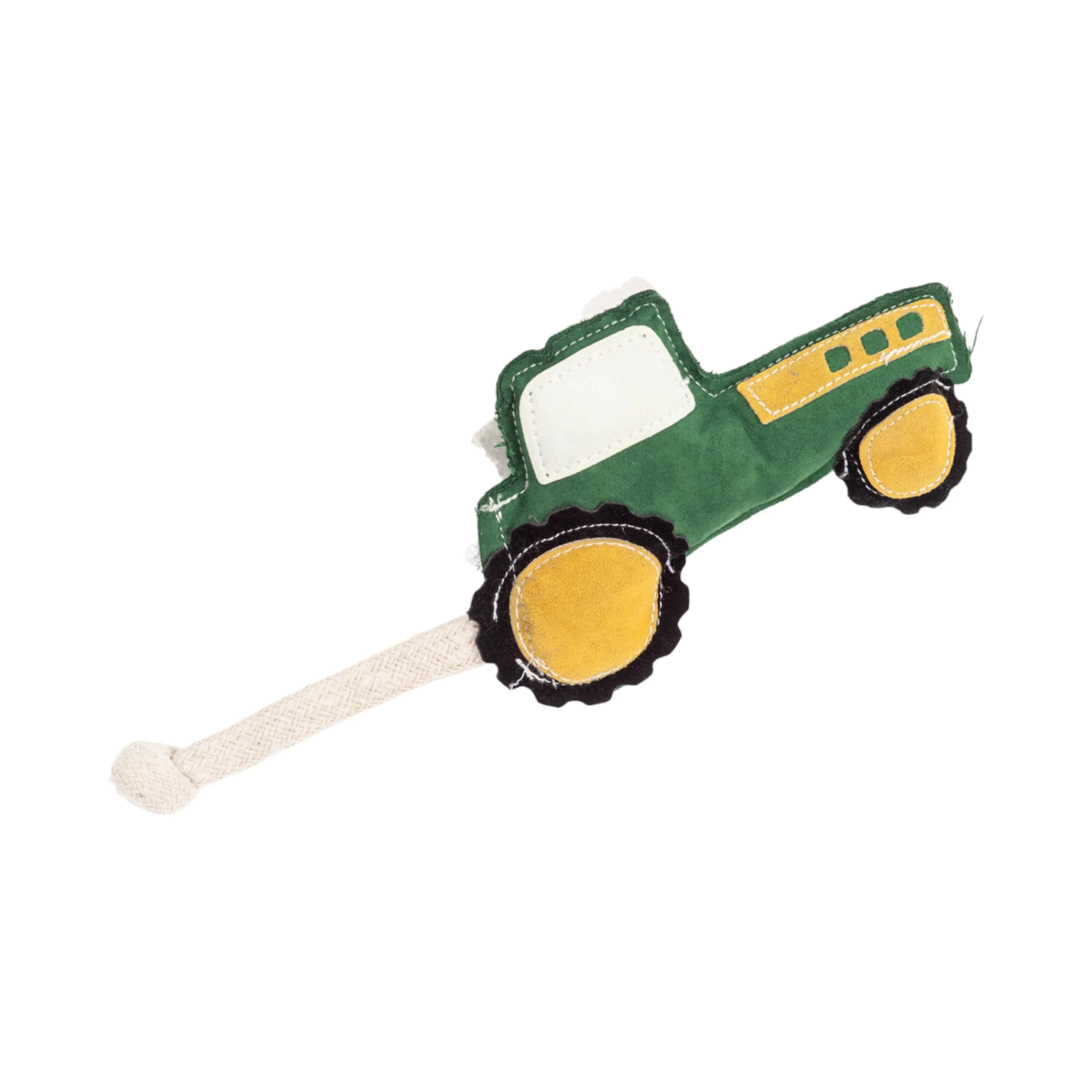 Country Living Faux Leather Green Tractor Dog Chew Toy, Durable, Safe and Non-Toxic - Image 4