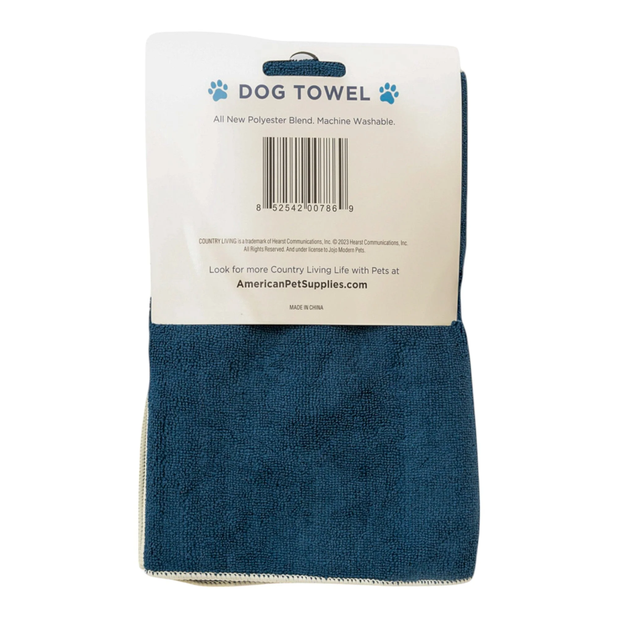 Country Living Large Marine Blue Microfiber Dog Bath Towel with Embroidered Paw Print - Image 2