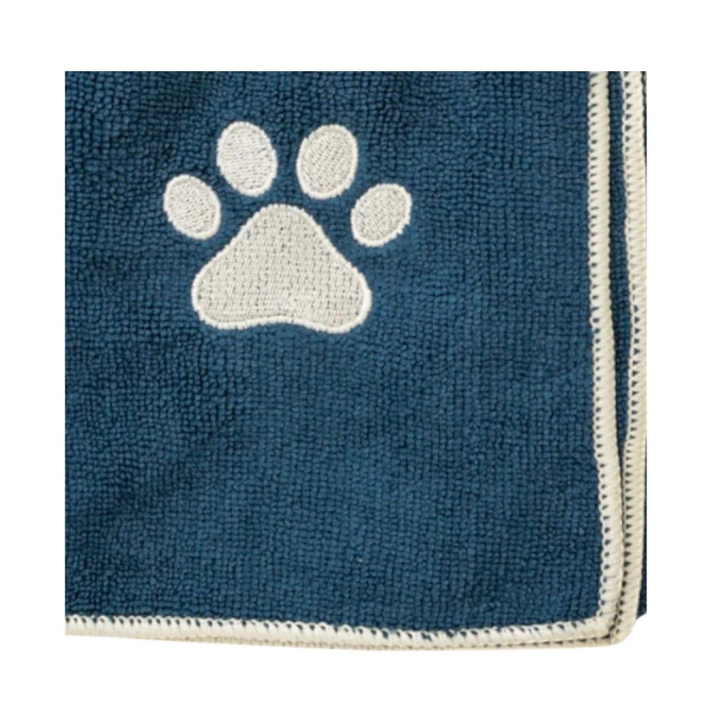 Country Living Large Marine Blue Microfiber Dog Bath Towel with Embroidered Paw Print - Image 4