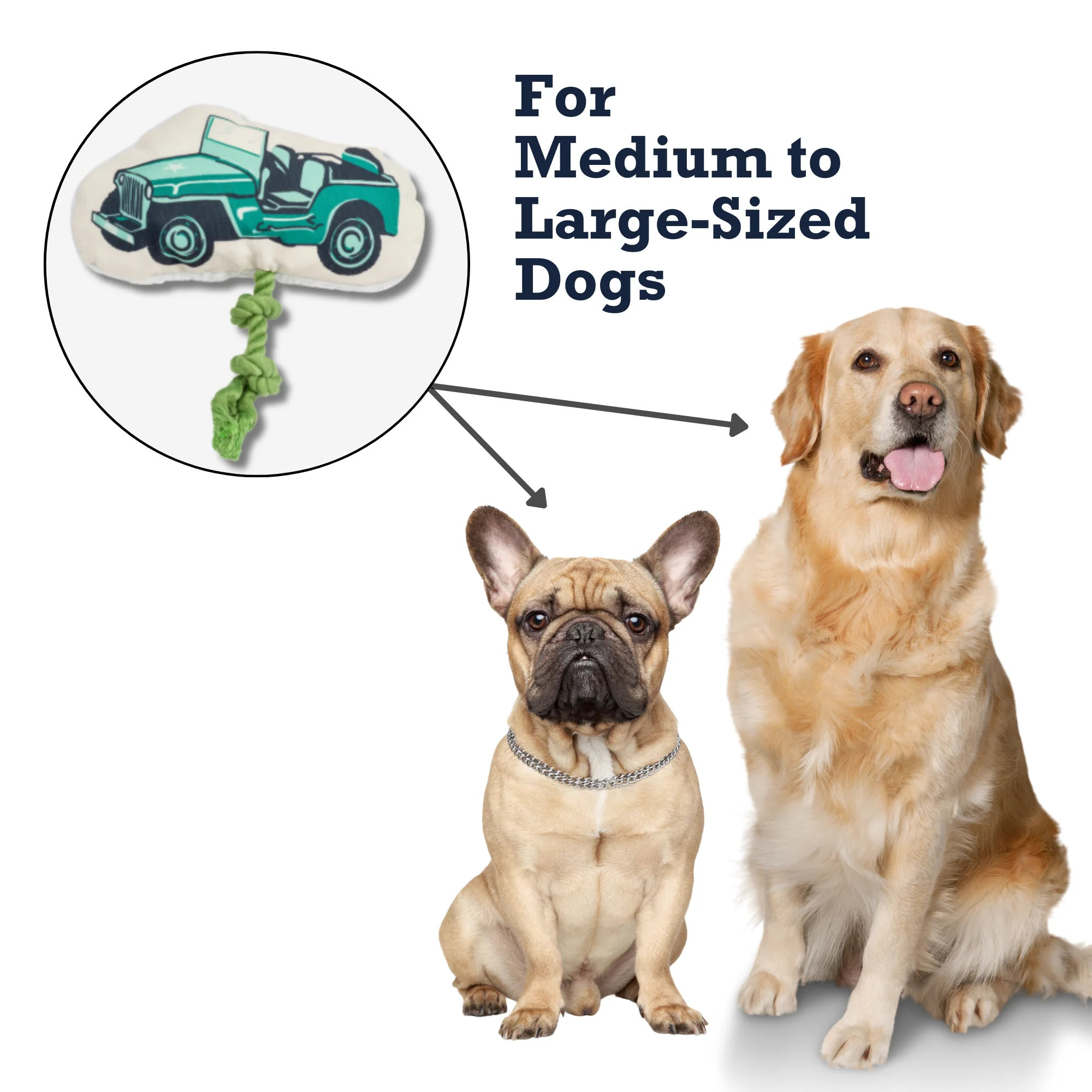 Country Living Retro Army Jeep with Squeaker & Crinkle Paper Plush Dog Toy - Image 10