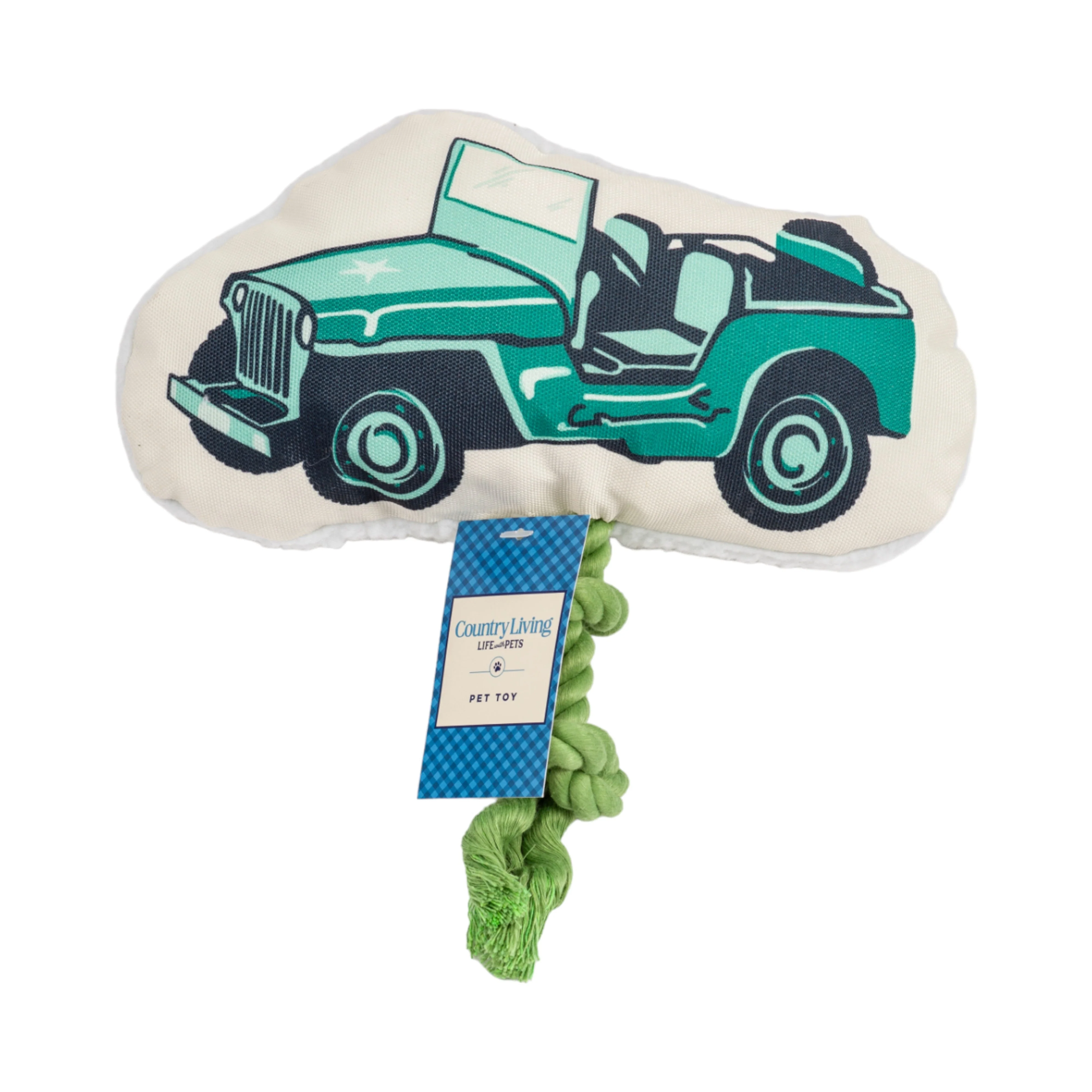 Country Living Retro Army Jeep with Squeaker & Crinkle Paper Plush Dog Toy - Image 2
