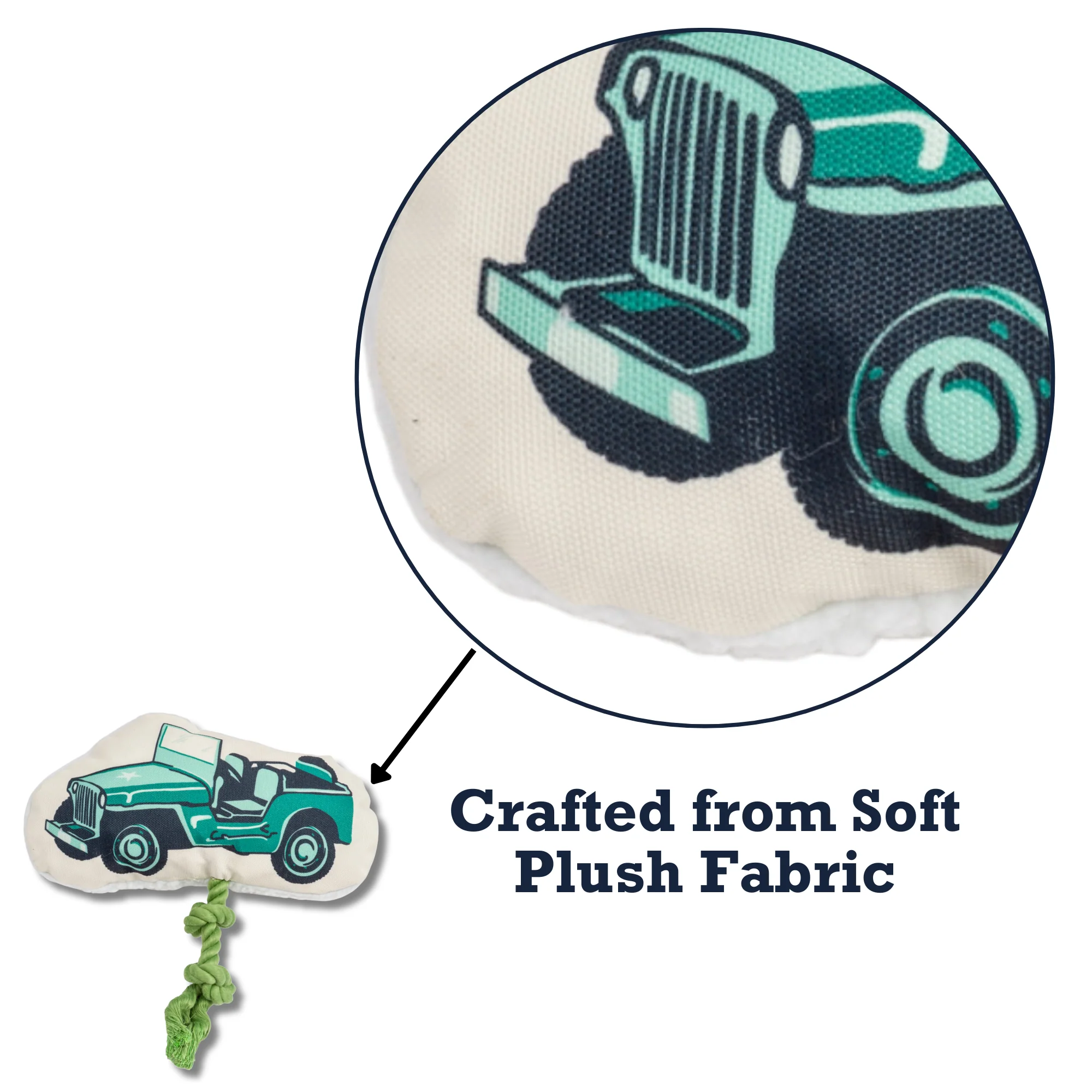 Country Living Retro Army Jeep with Squeaker & Crinkle Paper Plush Dog Toy - Image 8