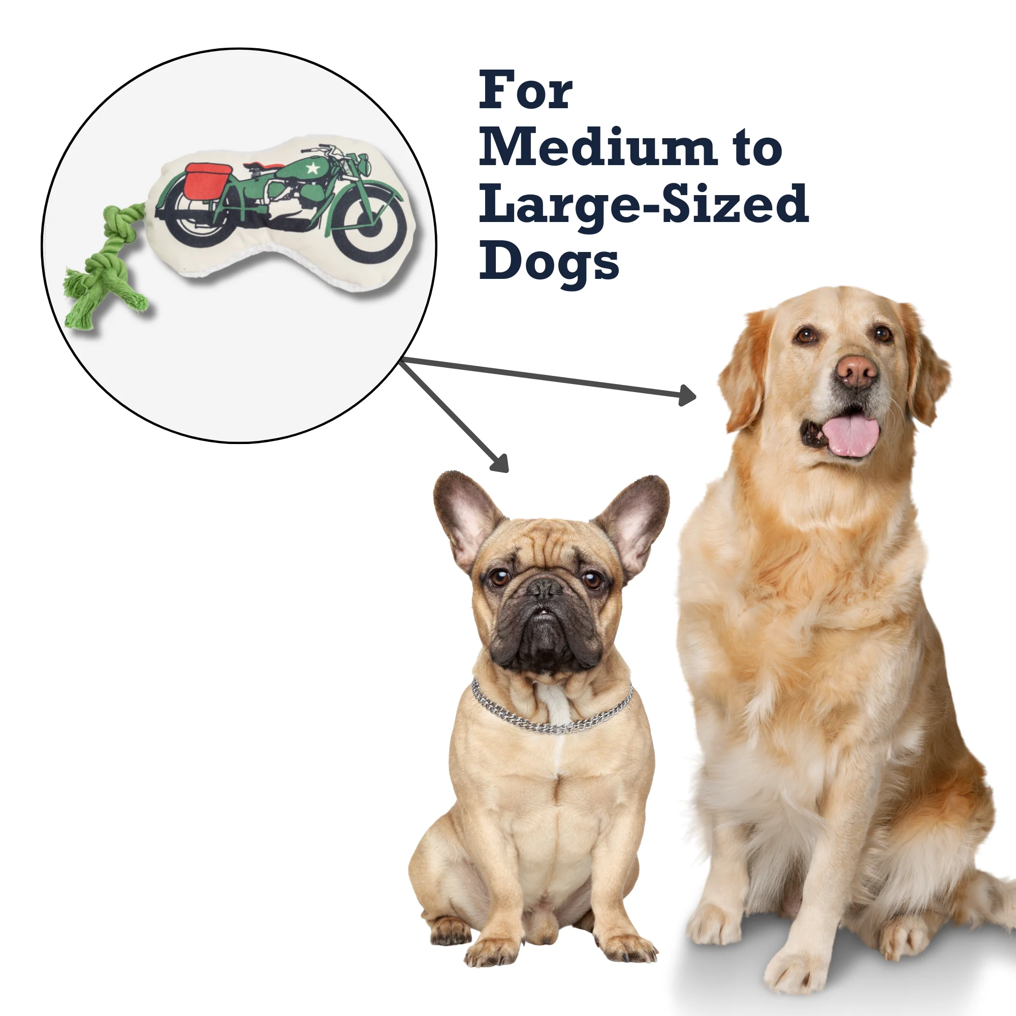 Country Living Retro Army Motorcycle with Squeaker & Crinkle Paper Plush Dog Toy - Image 7