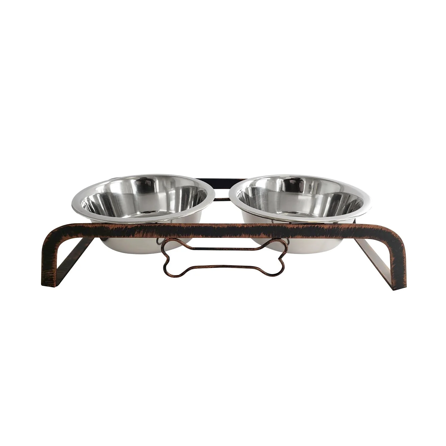 Country Living Rustic Dog Bone Elevated Feeder with 2 Stainless Steel Bowls - Image 4