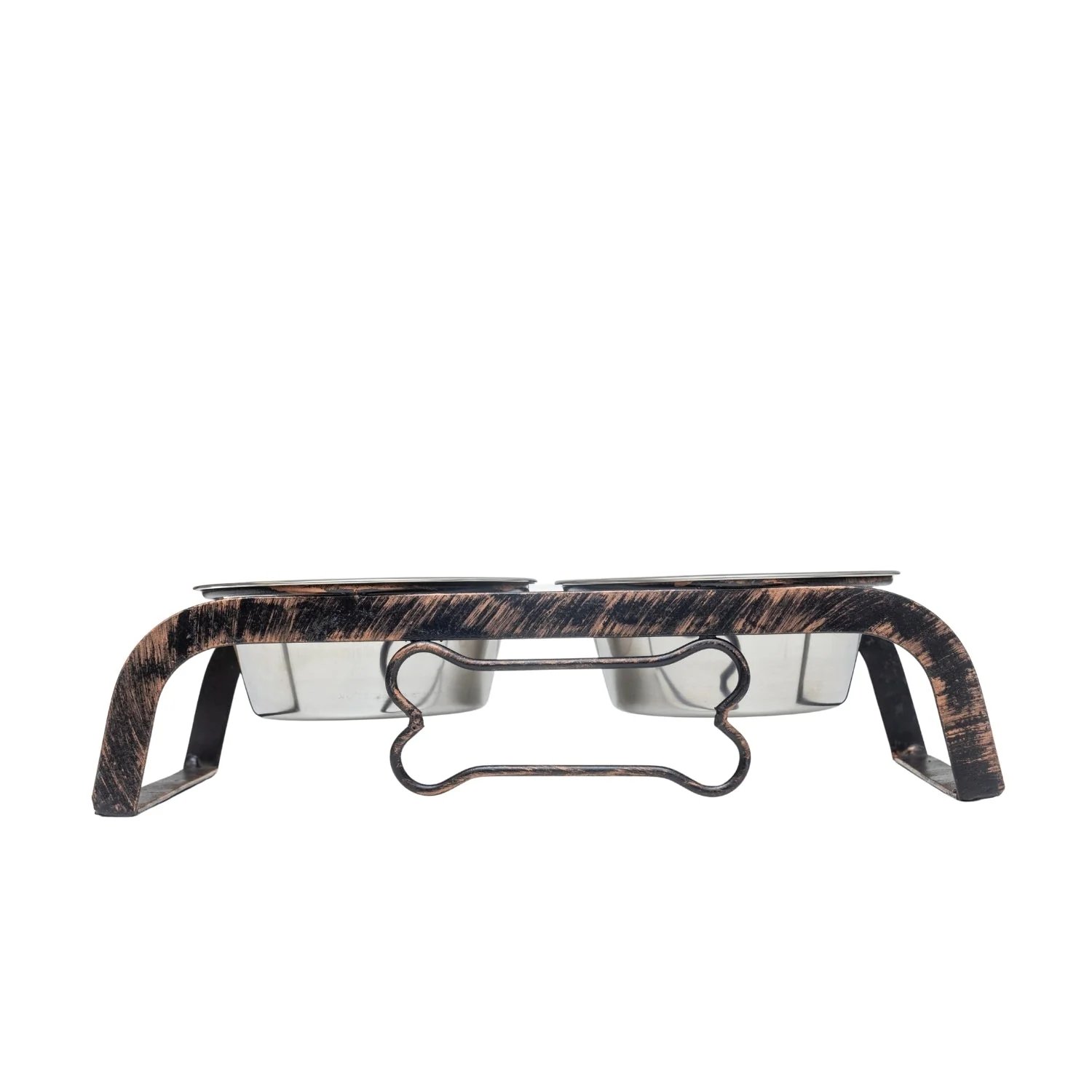 Country Living Rustic Dog Bone Elevated Feeder with 2 Stainless Steel Bowls - Image 5